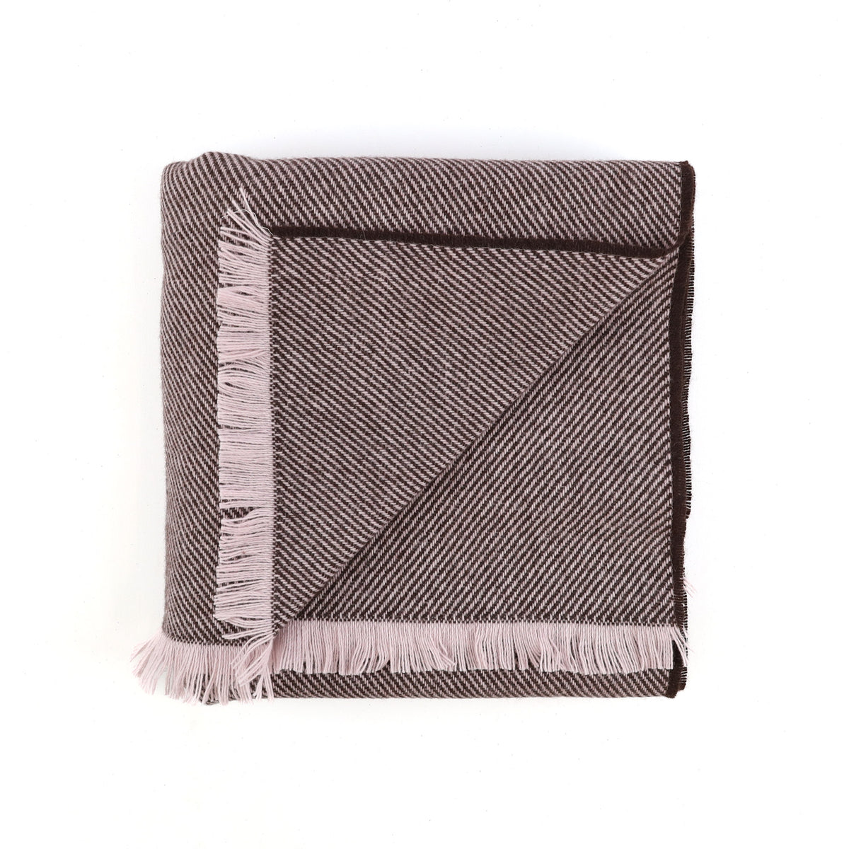 Brand New English Frost Grey and Black Coffee Stripe Luxury Woven Cashmere Blanket