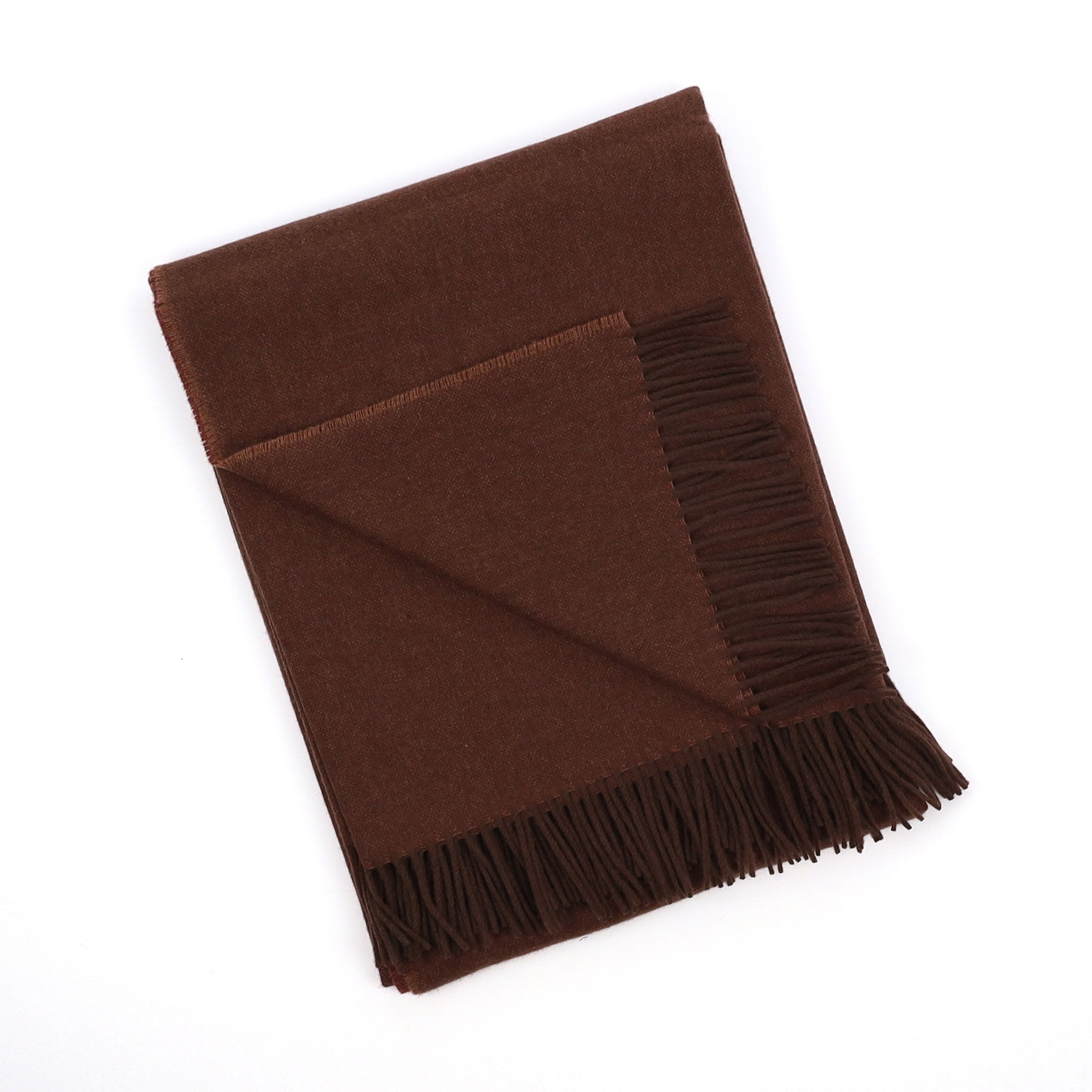 Brand New English Russet Brown Luxury Woven Cashmere Blanket