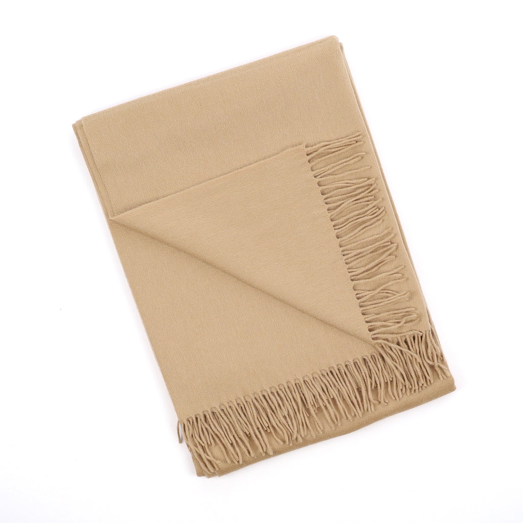 Brand New English Camel Brown Luxury Woven Cashmere Blanket