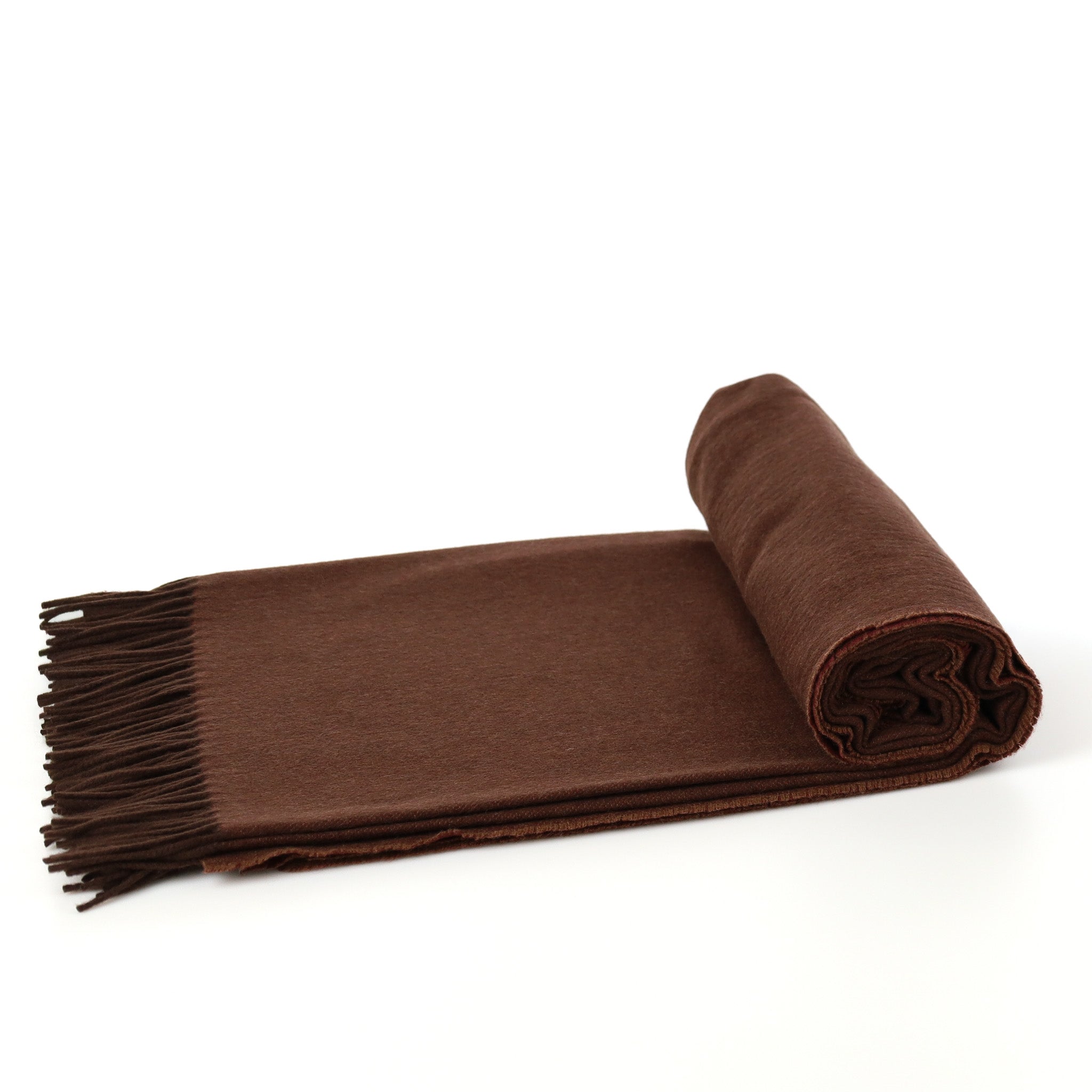 Brand New English Russet Brown Luxury Woven Cashmere Blanket