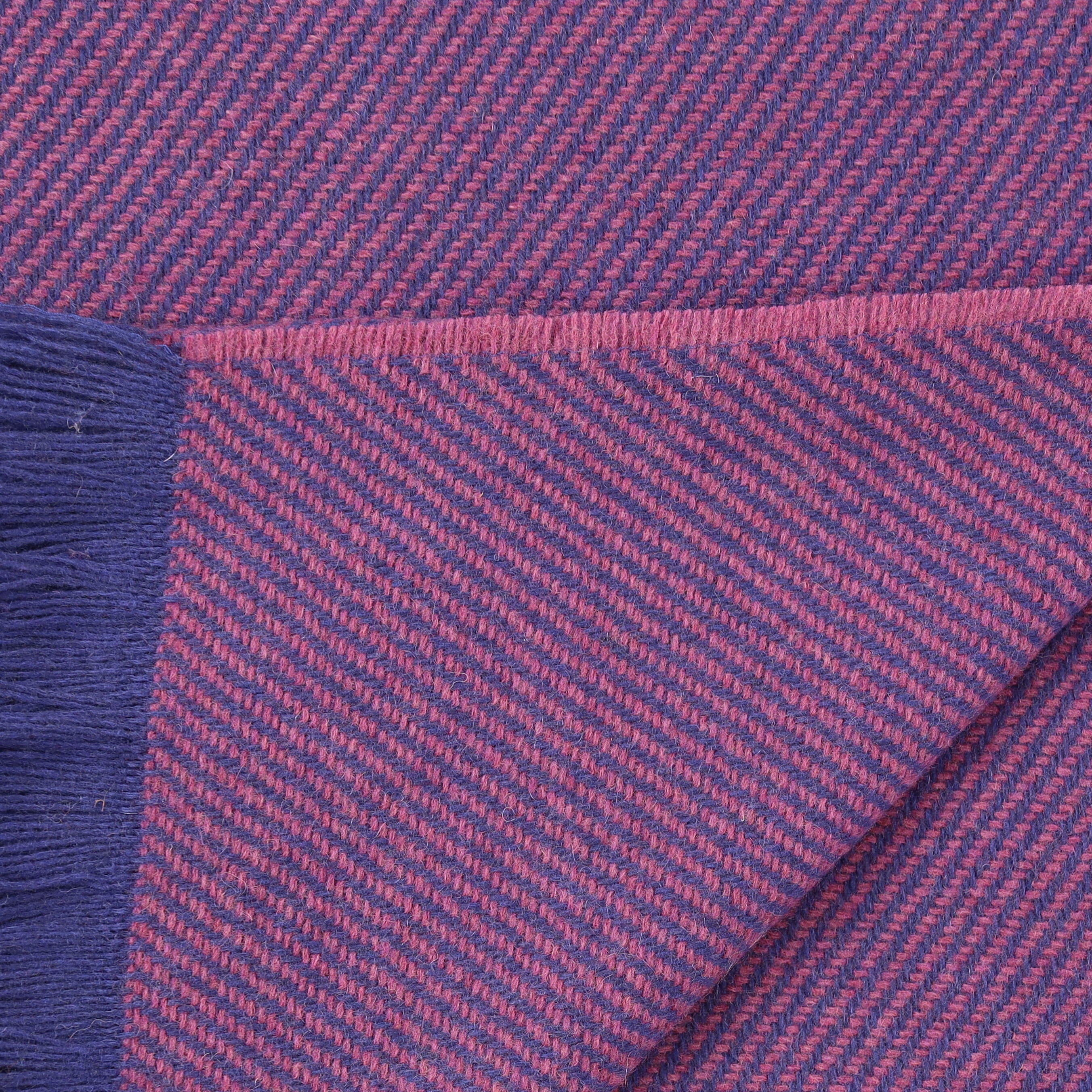 Brand New English Royal Blue and Heather Stripe Luxury Woven Cashmere Blanket