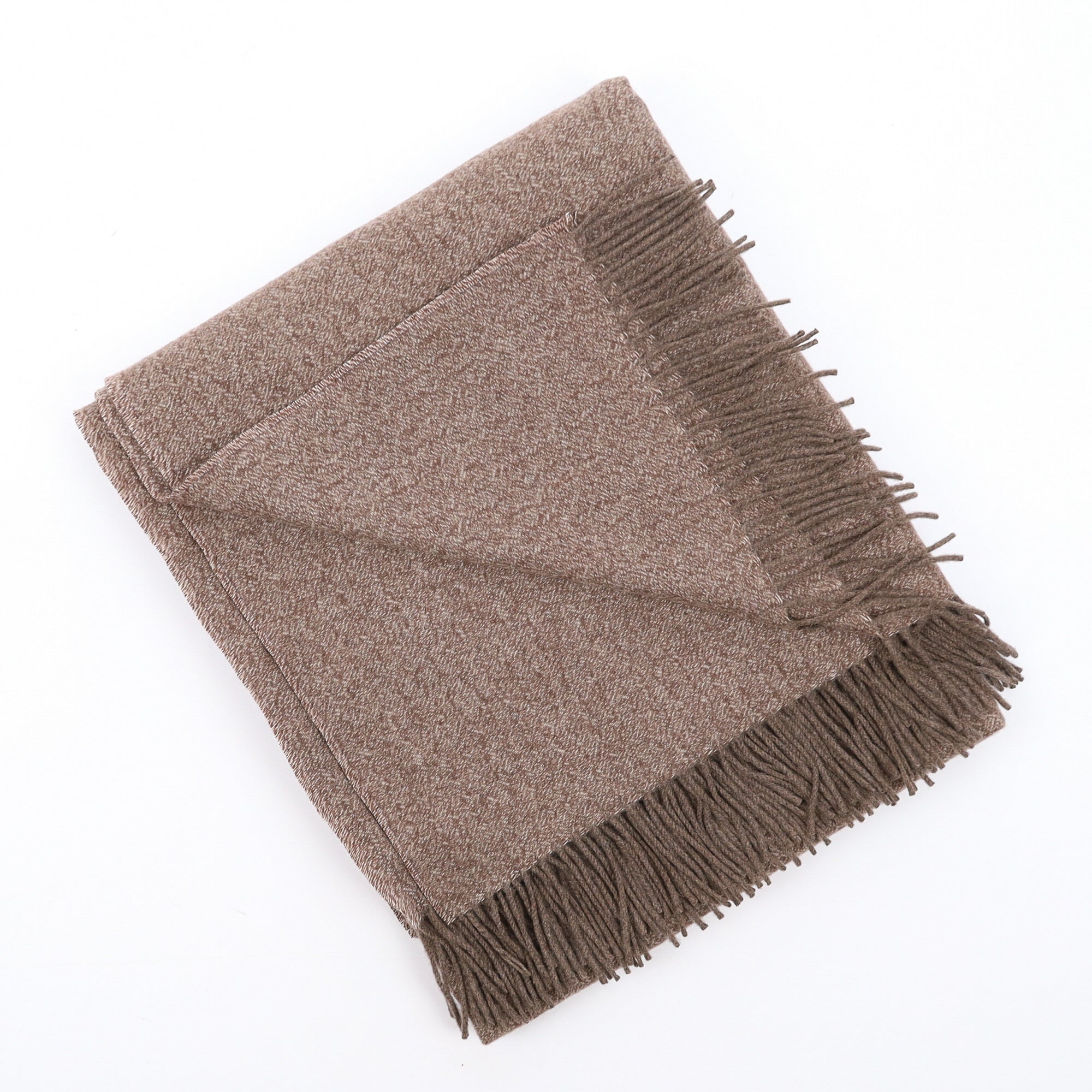 Brand New English Coffee Brown Marl Luxury Woven Cashmere Blanket