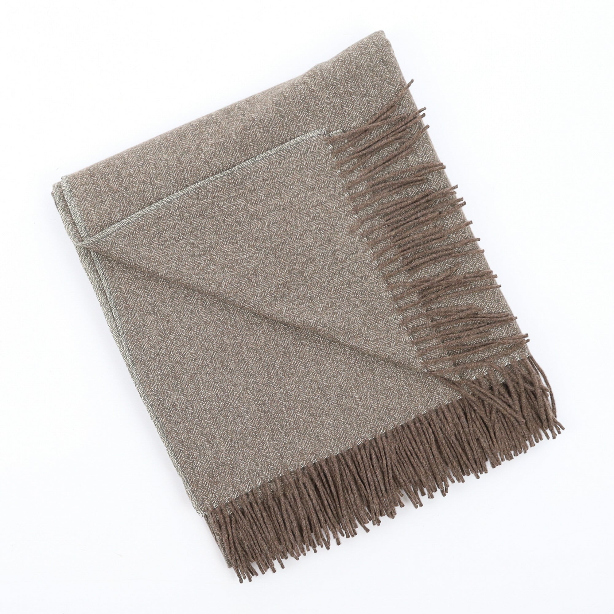 Brand New English Dark Olive Marl Luxury Woven Cashmere Blanket