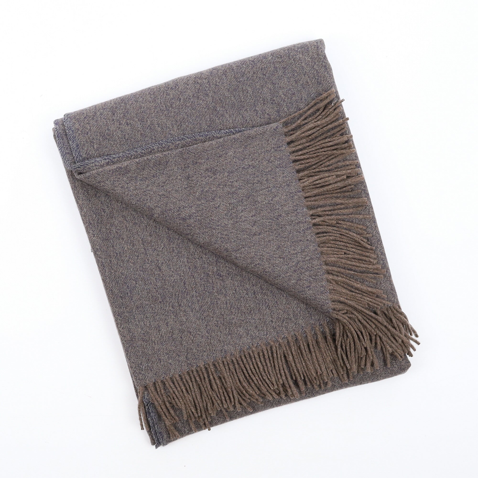 Brand New English Mushroom Brown Marl Luxury Woven Cashmere Blanket