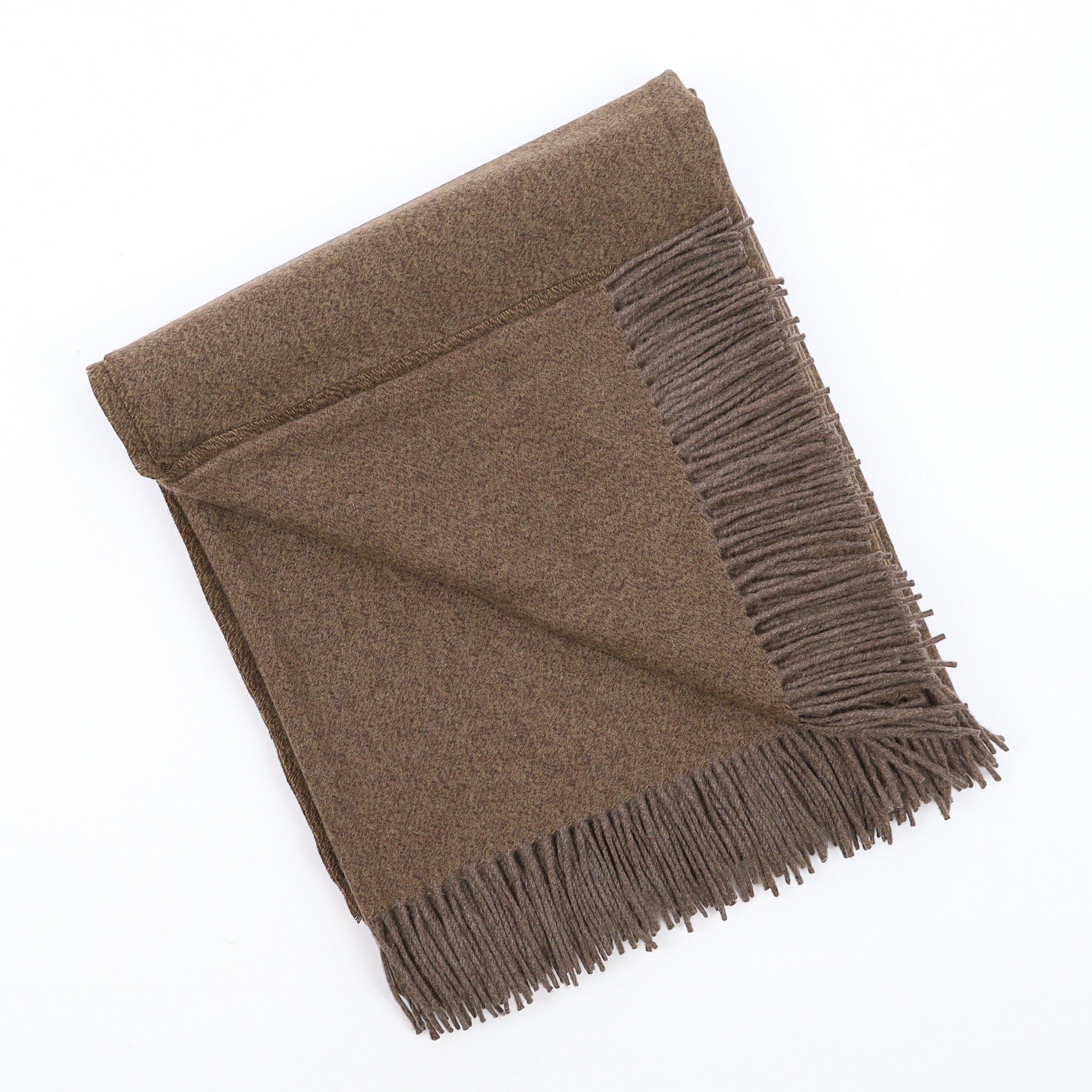 Brand New English Mole Brown Marl Luxury Woven Cashmere Blanket