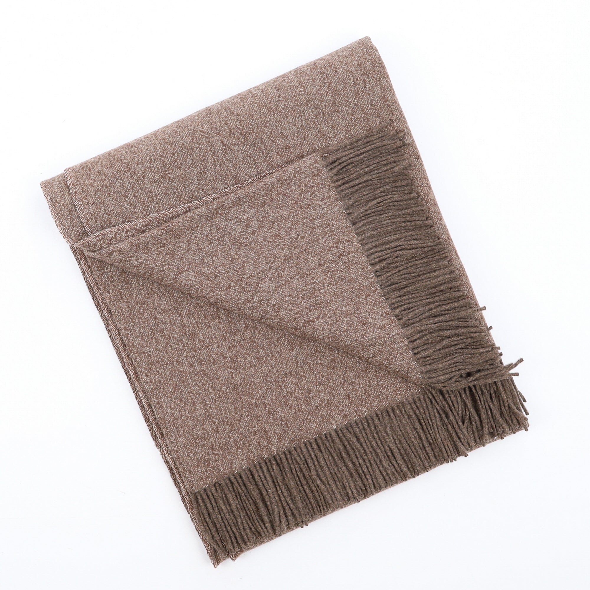 Brand New English Mocha Brown Marl Luxury Woven Cashmere Blanket