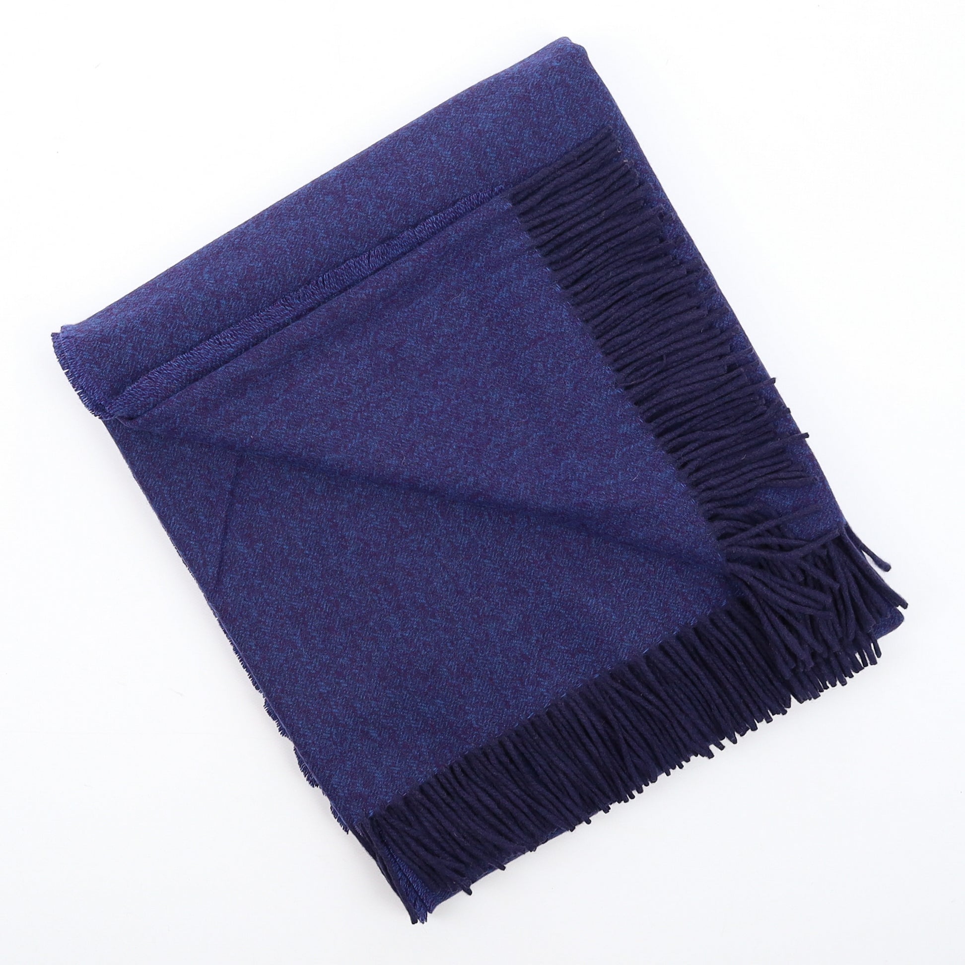 Brand New English Deep Purple and Blue Marl Luxury Woven Cashmere Blanket