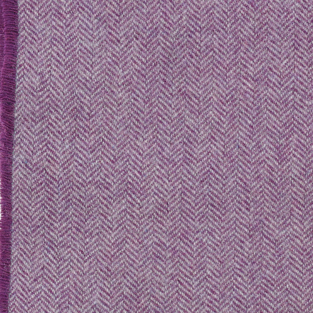 Brand New English Blueberry Purple and Grey Herringbone Luxury Woven Cashmere Blanket