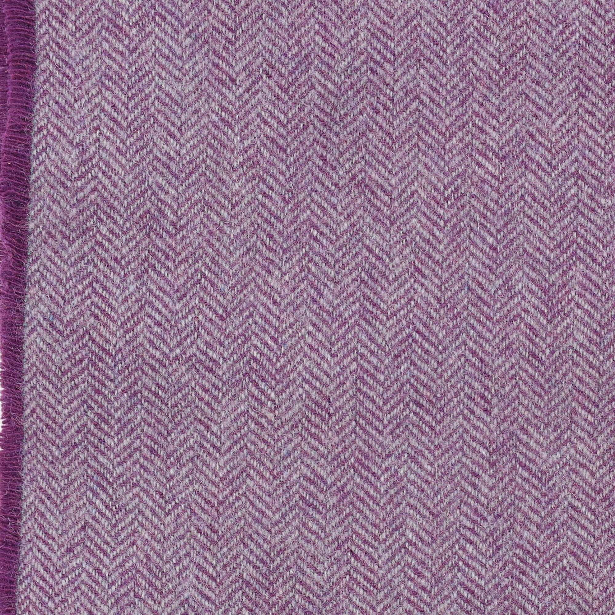 Brand New English Blueberry Purple and Grey Herringbone Luxury Woven Cashmere Blanket