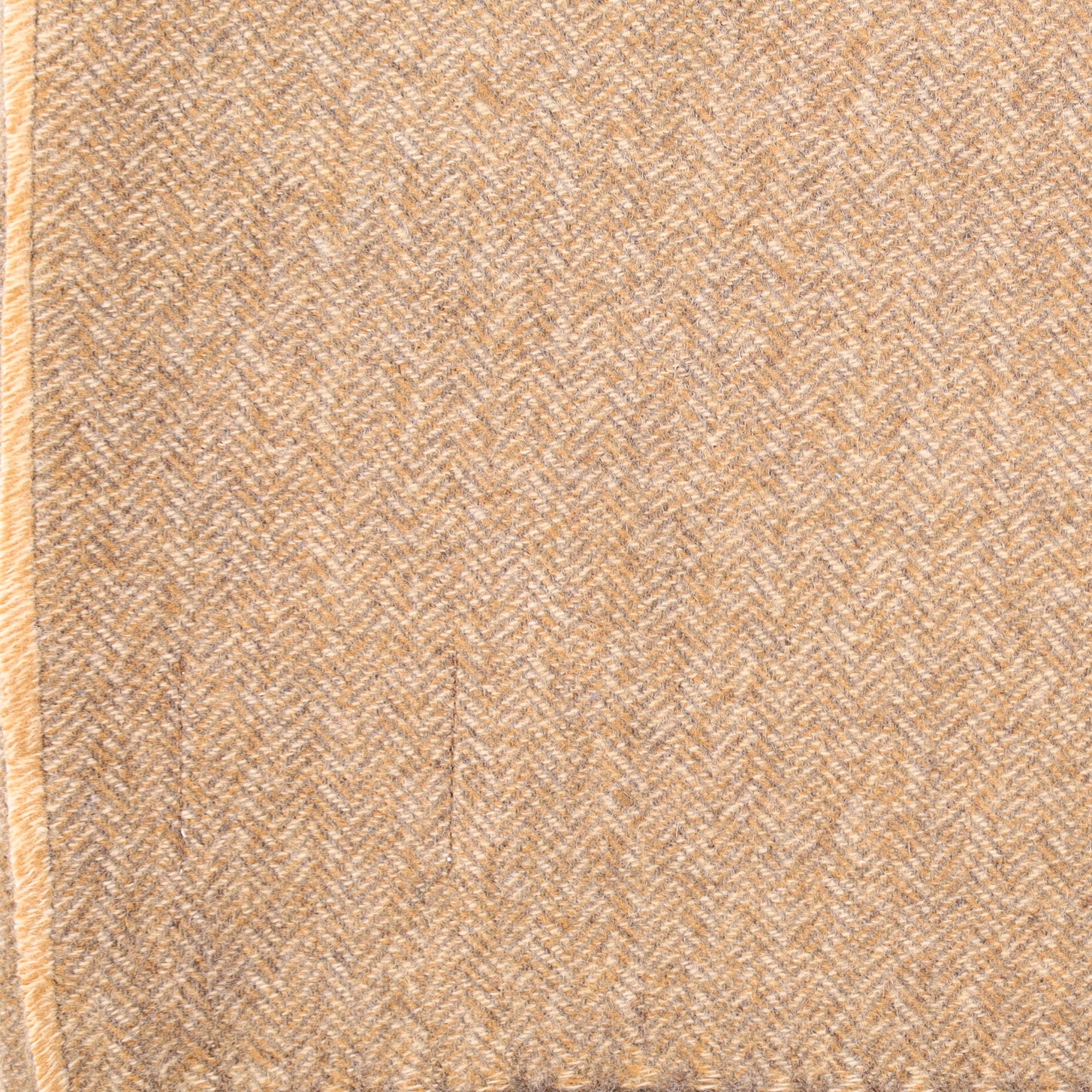 Brand New English Camel and Mocha Herringbone Luxury Woven Cashmere Blanket