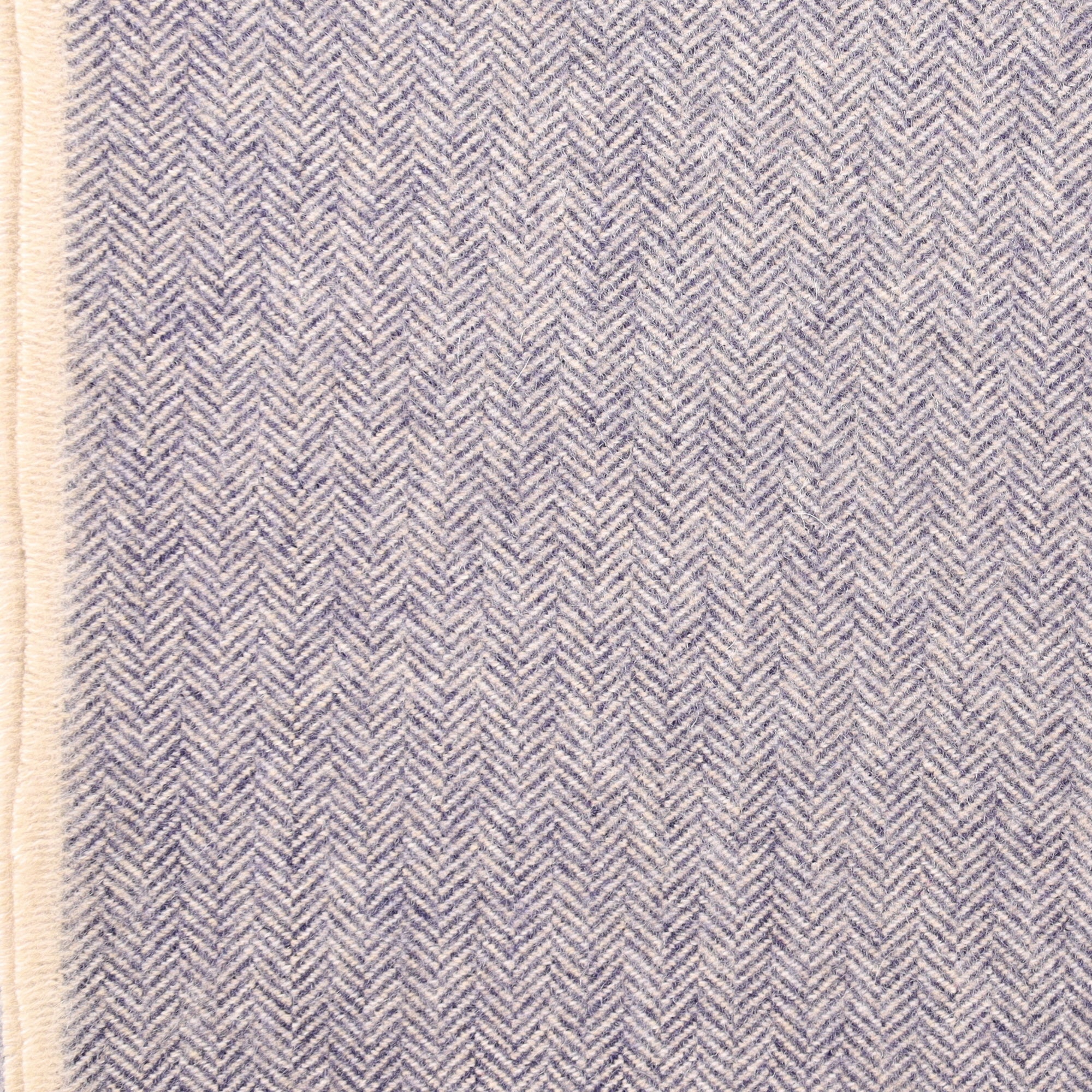 Brand New English Navy and Oatmeal Herringbone Luxury Woven Cashmere Blanket