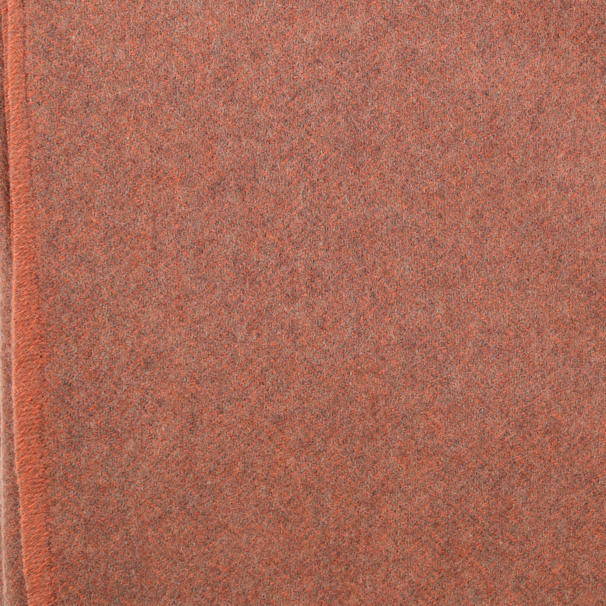Brand New English Paprika and Mushroom Herringbone Luxury Woven Cashmere Blanket