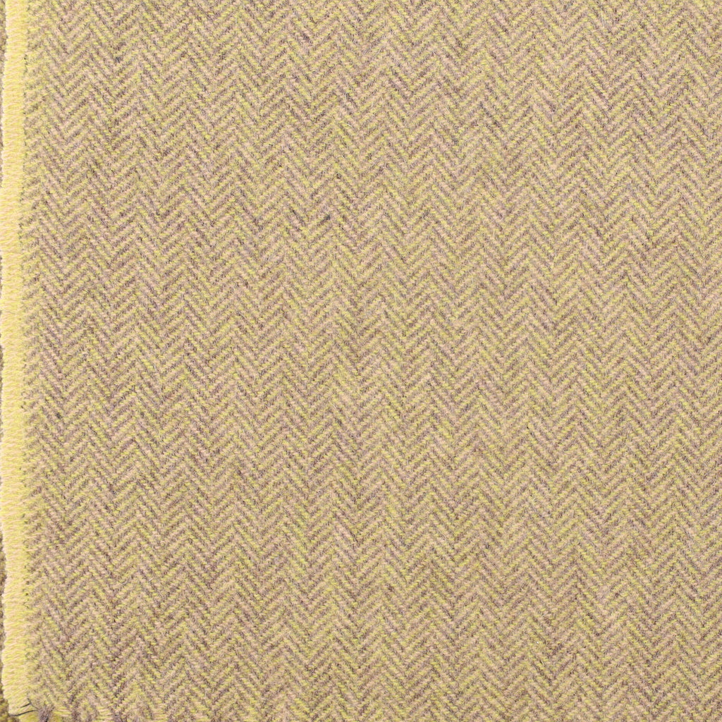 Brand New English Pistachio and Mocha Herringbone Luxury Woven Cashmere Blanket