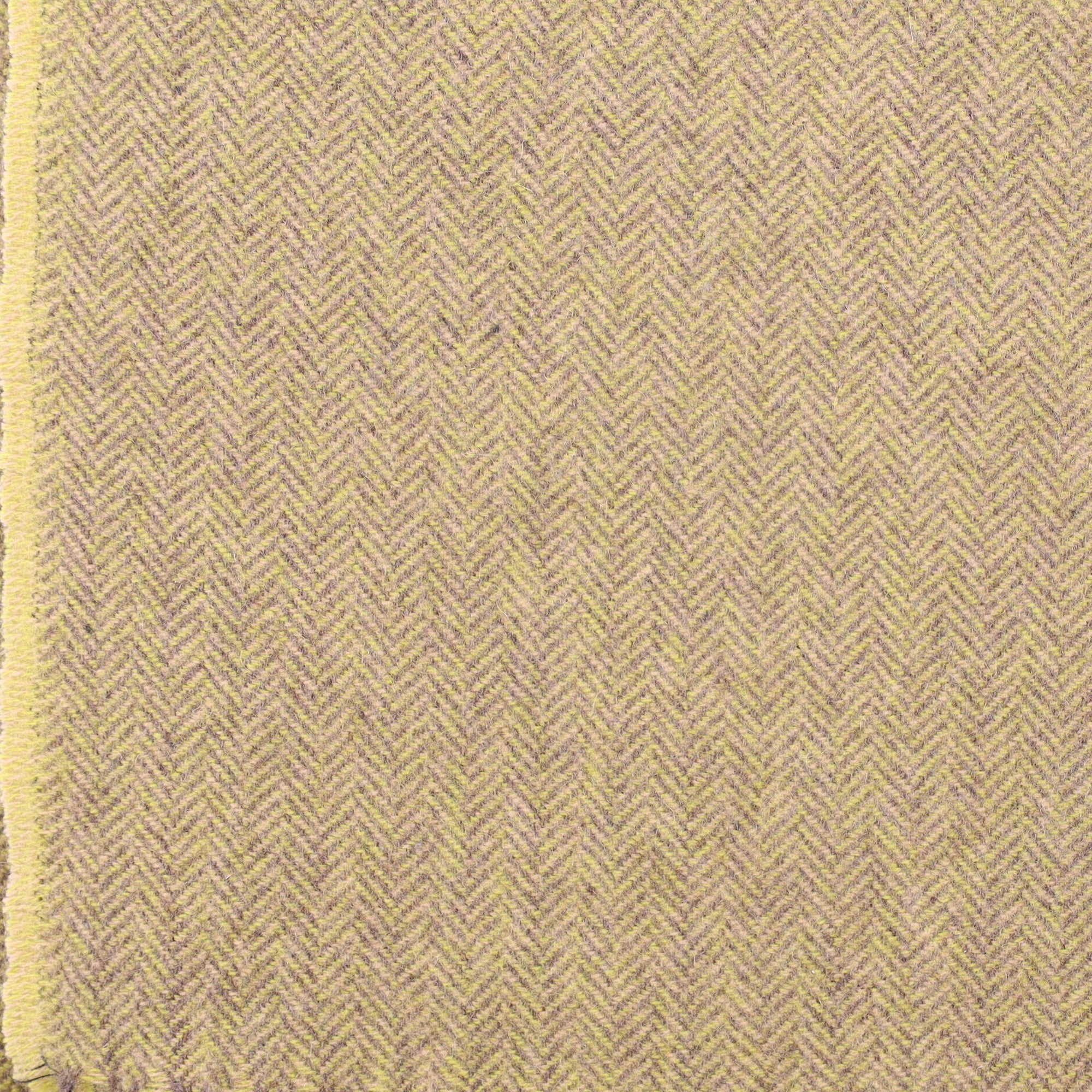 Brand New English Pistachio and Mocha Herringbone Luxury Woven Cashmere Blanket