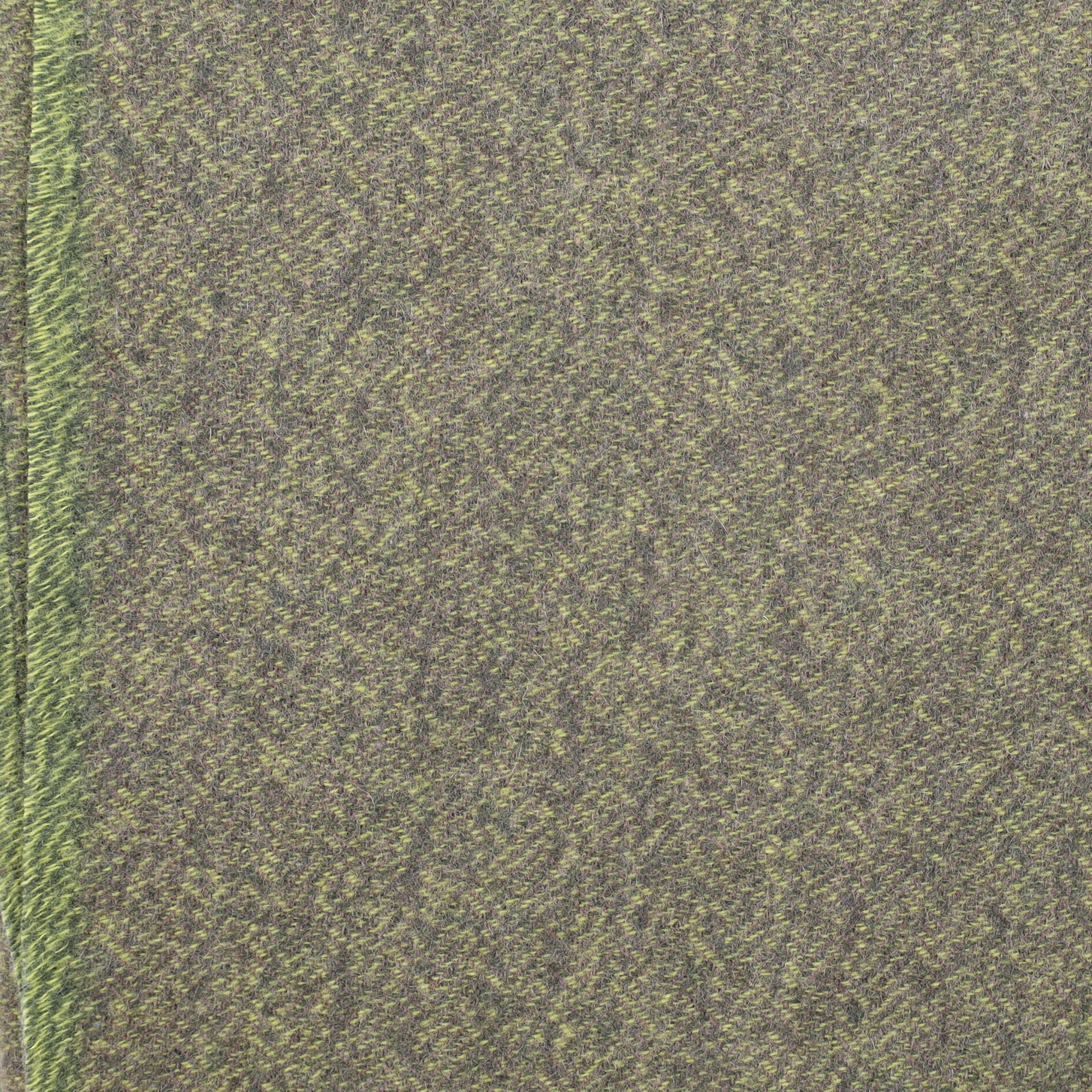 Brand New English Lime Green and Mocha Marl Luxury Woven Cashmere Blanket
