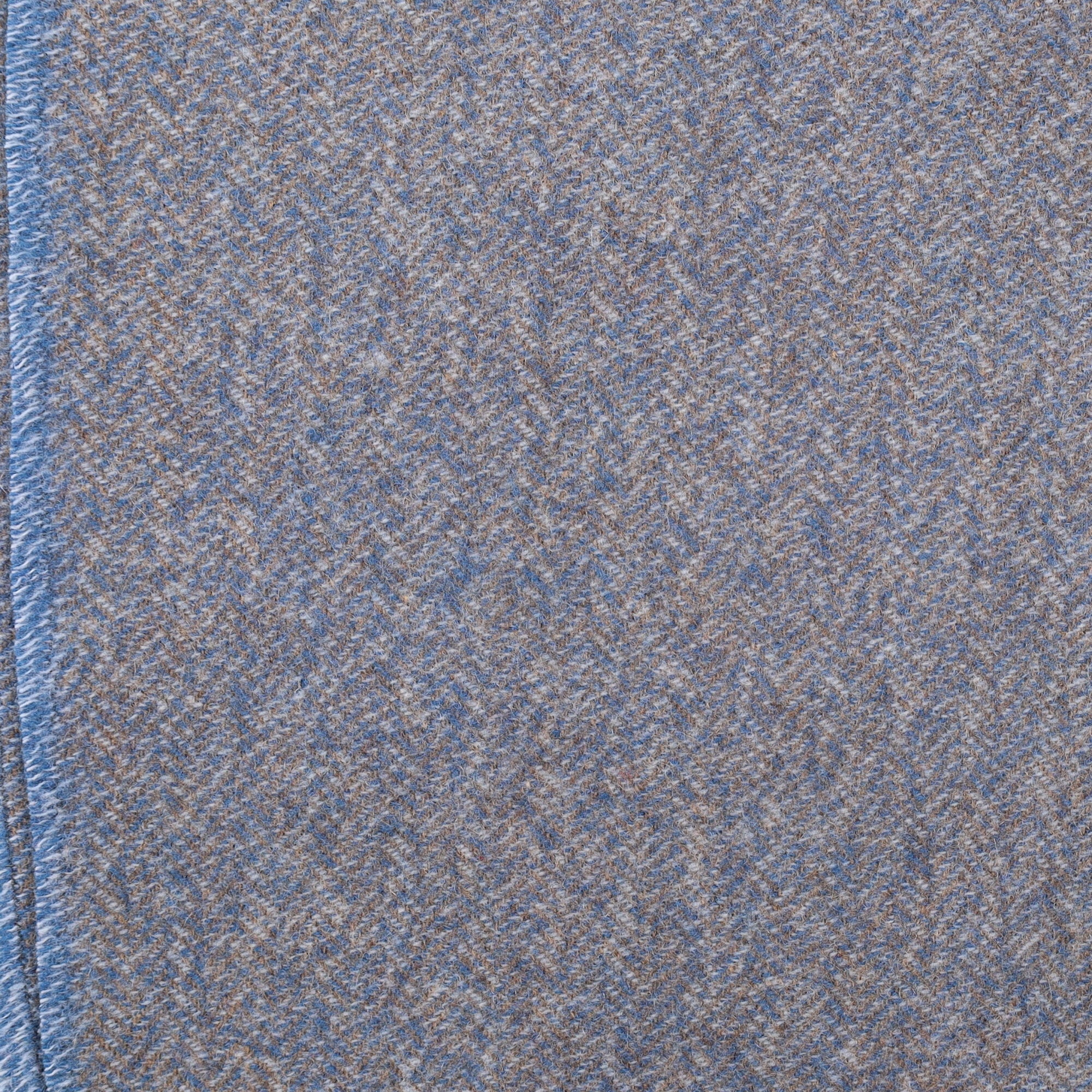 Brand New English Tanzanite and Mushroom Marl Luxury Woven Cashmere Blanket