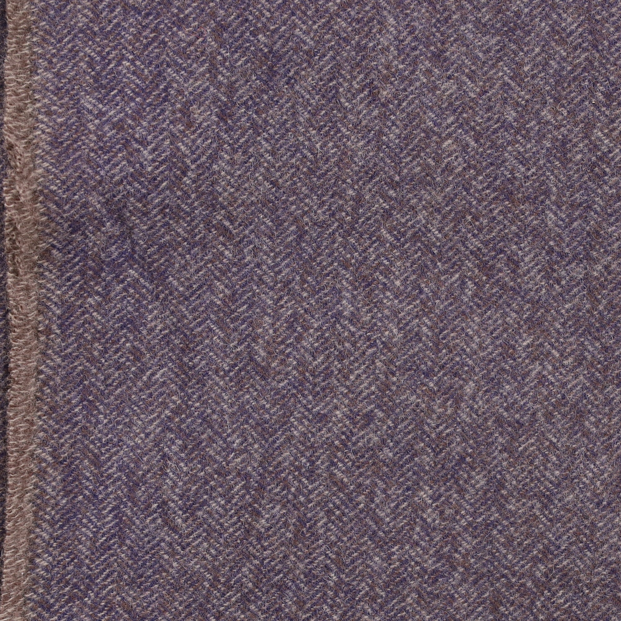 Brand New English Fossil Brown and Navy Herringbone Luxury Woven Cashmere Blanket