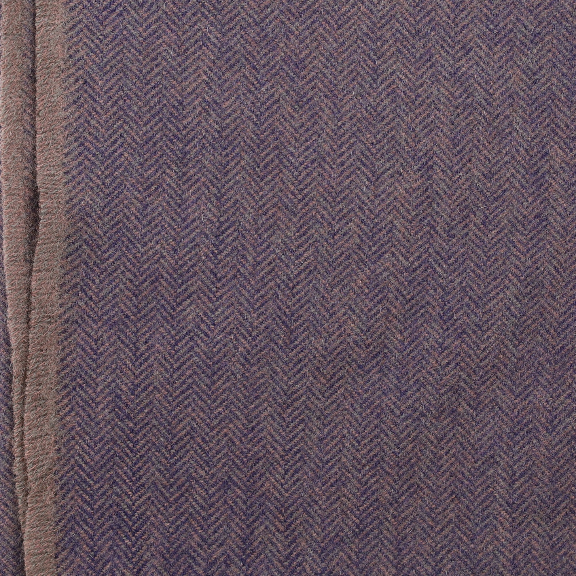 Brand New English Navy and Mushroom Herringbone Luxury Woven Cashmere Blanket