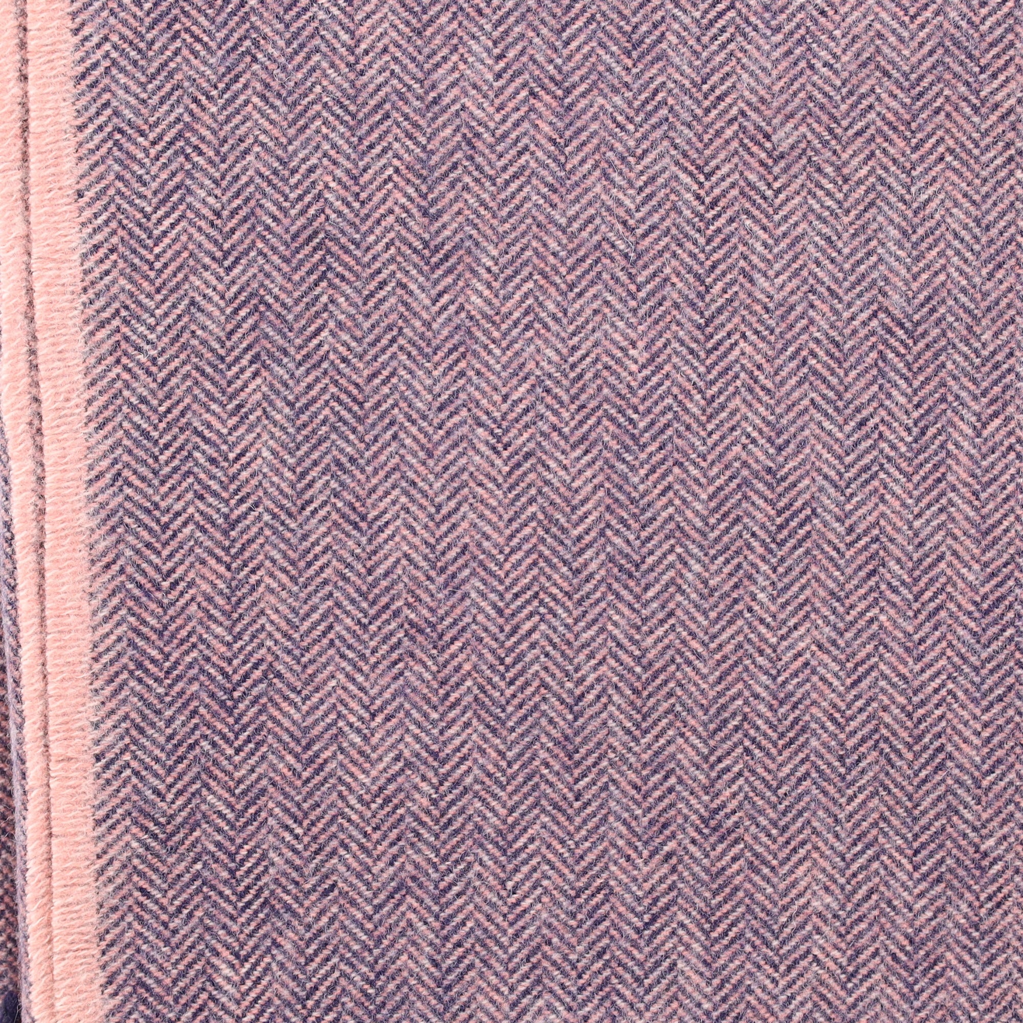Brand New English Blush Pink and Navy Herringbone Luxury Woven Cashmere Blanket