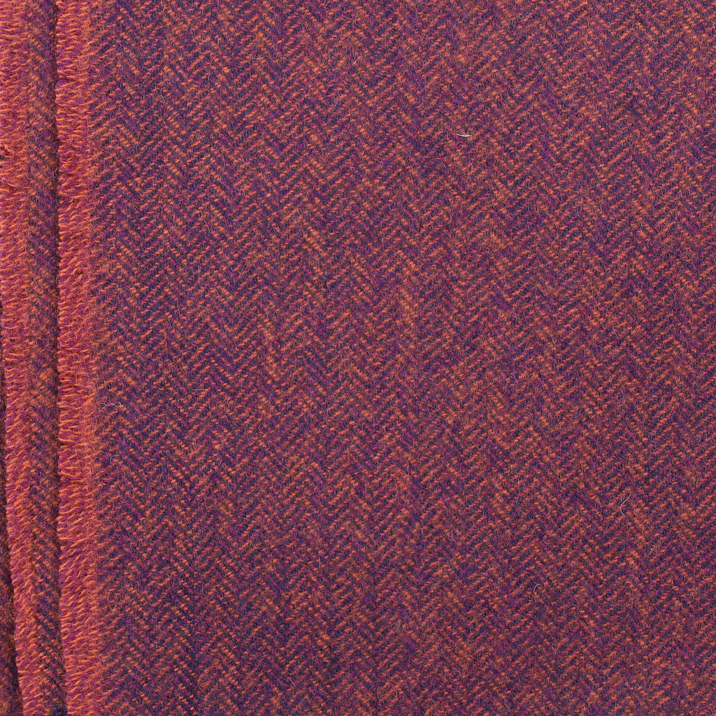 Brand New English Sunset Orange and Navy Marl Luxury Woven Cashmere Blanket