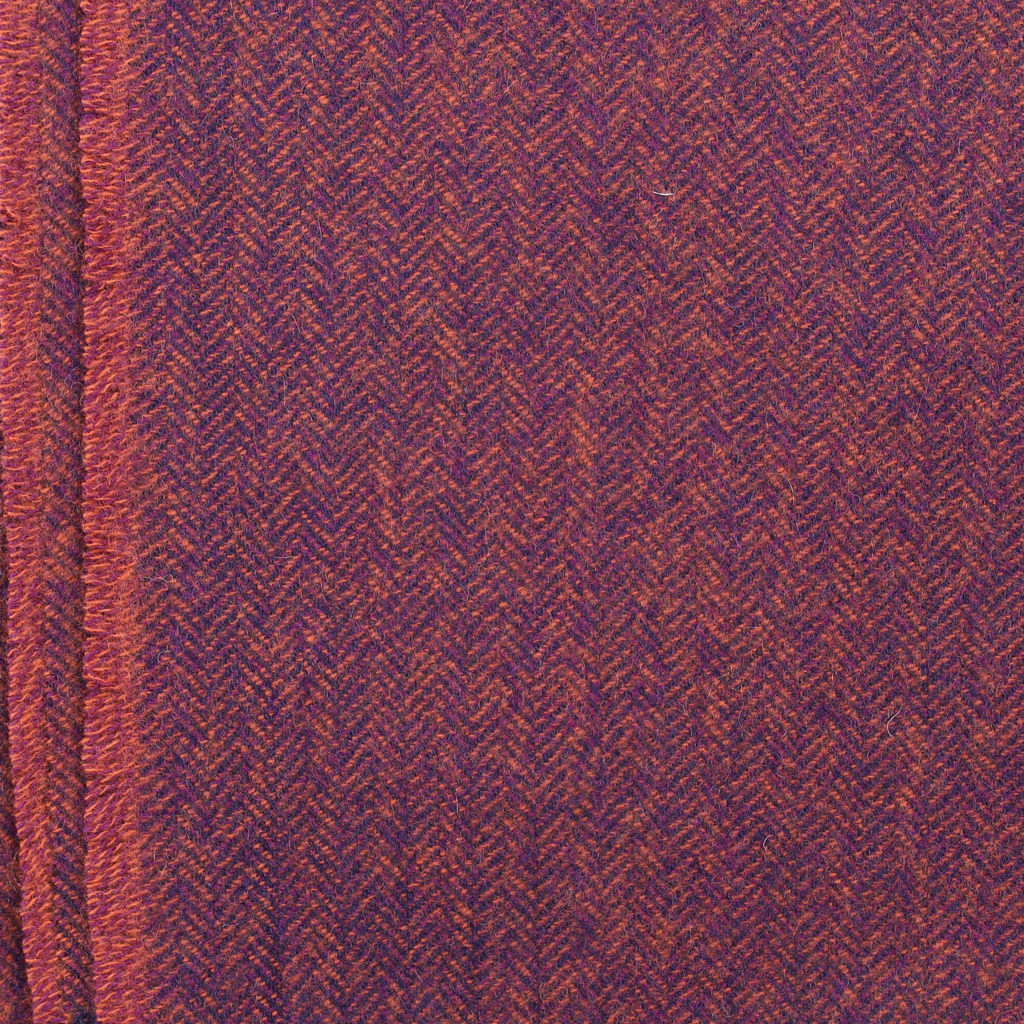 Brand New English Sunset Orange and Navy Marl Luxury Woven Cashmere Blanket