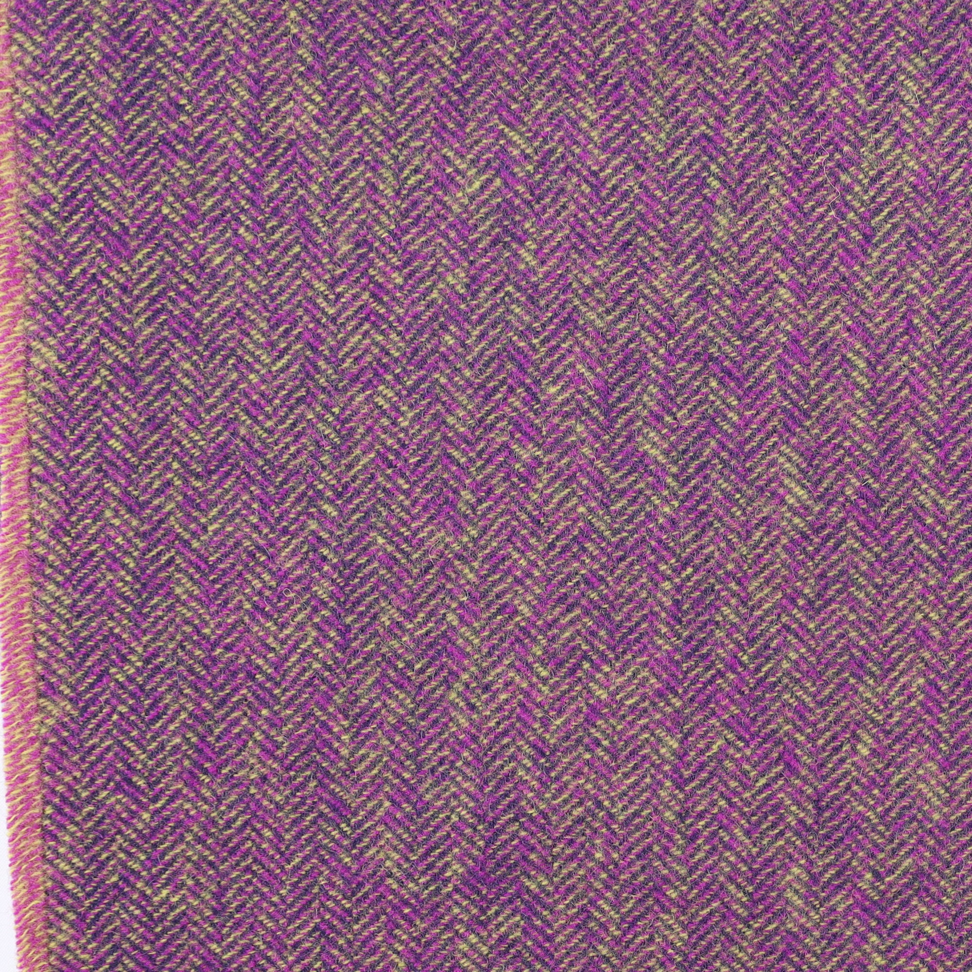 Brand New English Violet Yellow and Navy Herringbone Luxury Woven Cashmere Blanket