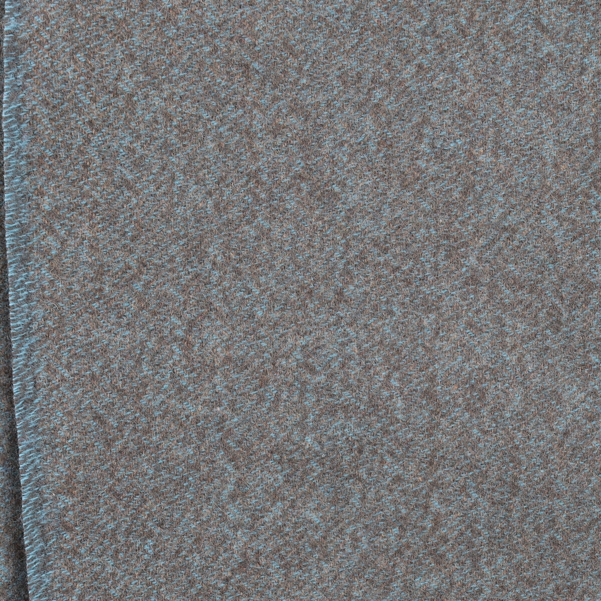 Brand New English Aqua and Mushroom Marl Luxury Woven Cashmere Blanket