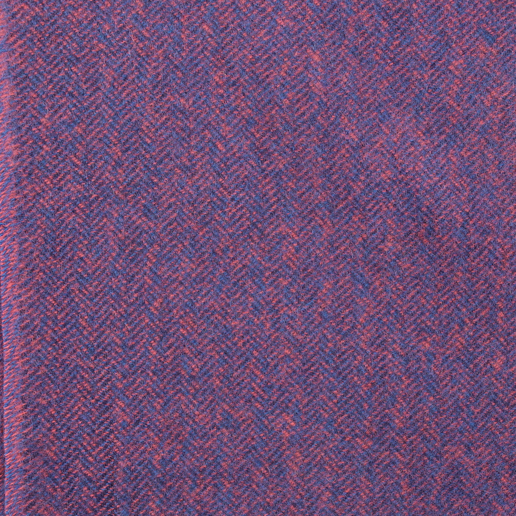 Brand New English Rose Pink and Navy Marl Luxury Woven Cashmere Blanket