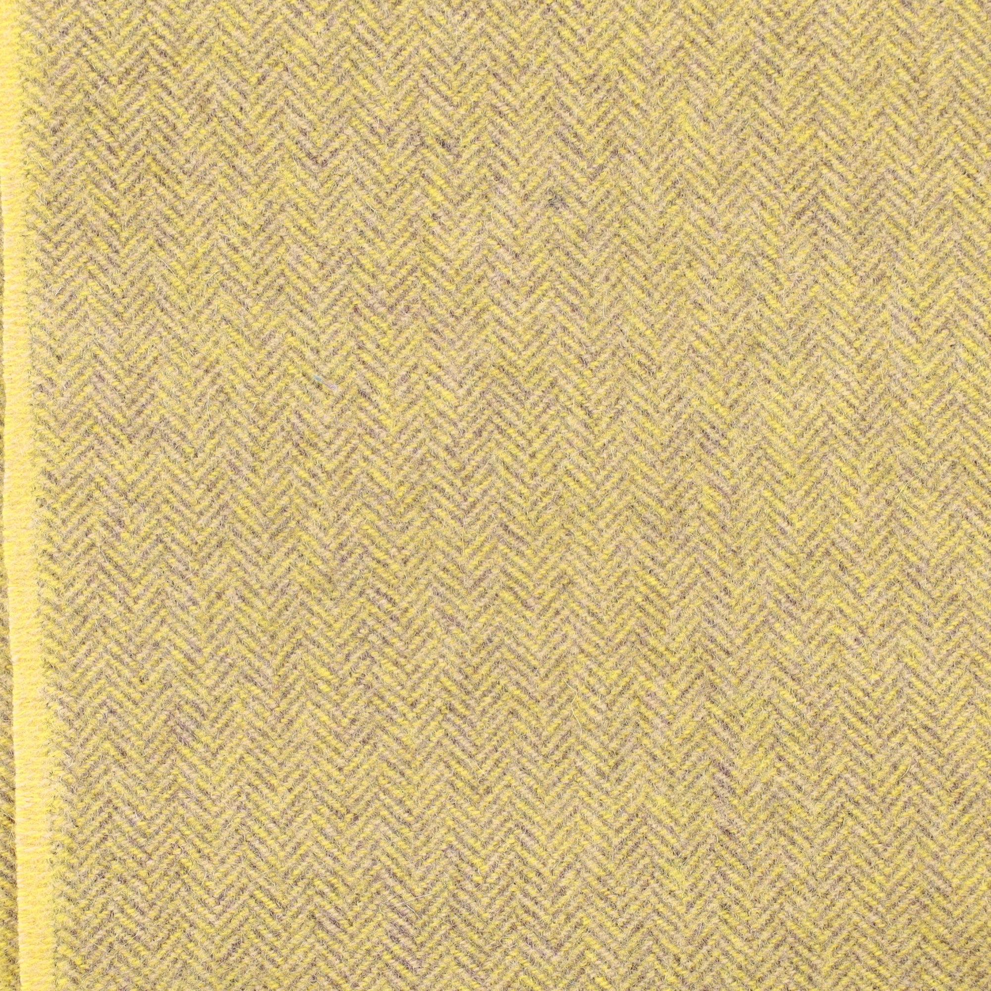 Brand New English Chartreuse and Mocha Herringbone Luxury Woven Cashmere Blanket