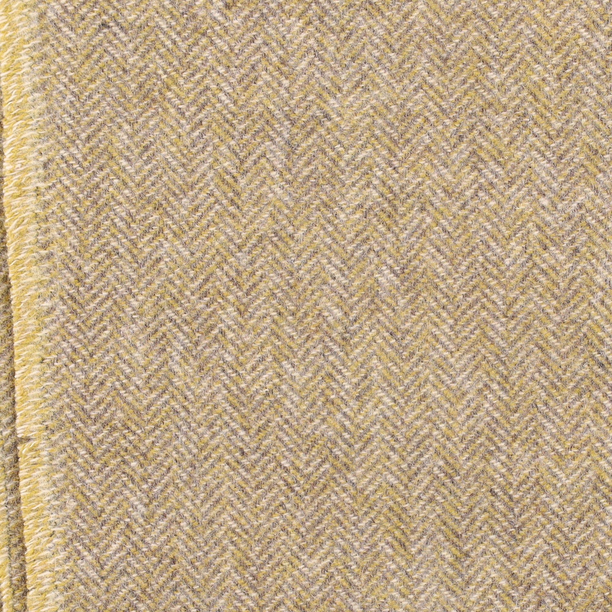 Brand New English Golden Olive and Mocha Herringbone Luxury Woven Cashmere Blanket