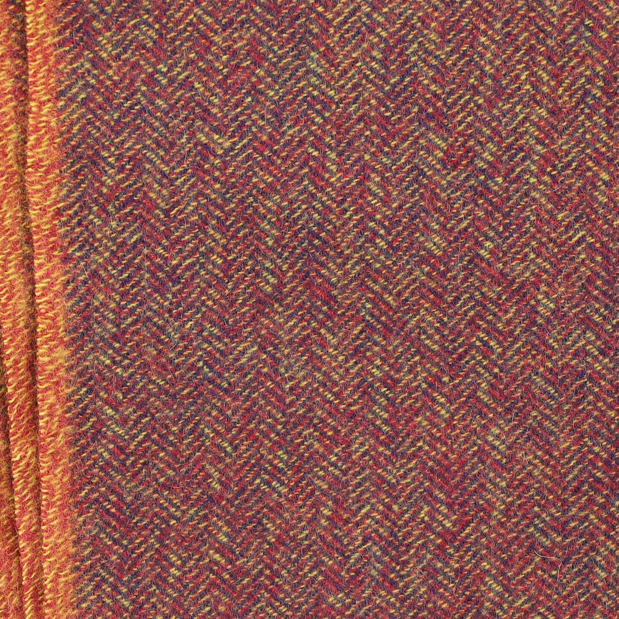 Brand New English Paprika and Navy Herringbone Luxury Woven Cashmere Blanket