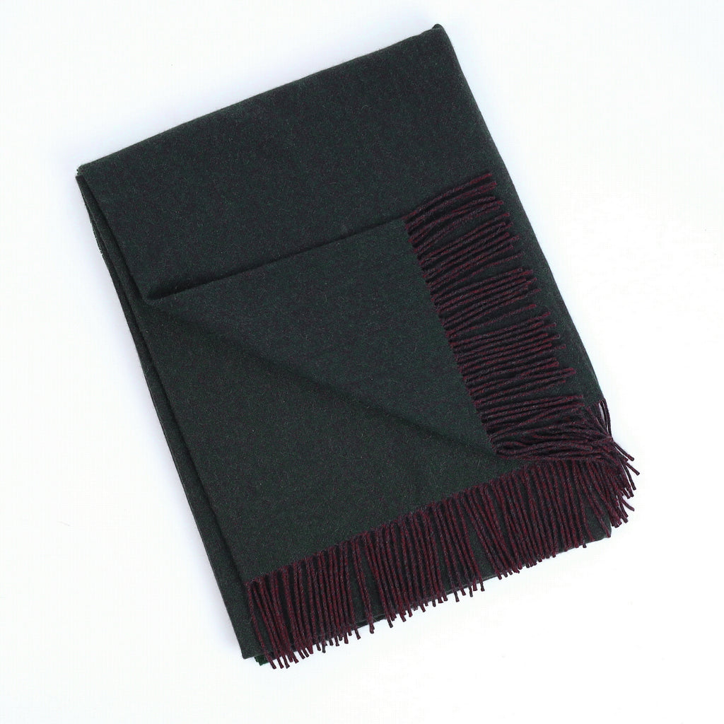 Brand New English Forest Green and Cedar Brown Marl Luxury Woven Cashmere Blanket