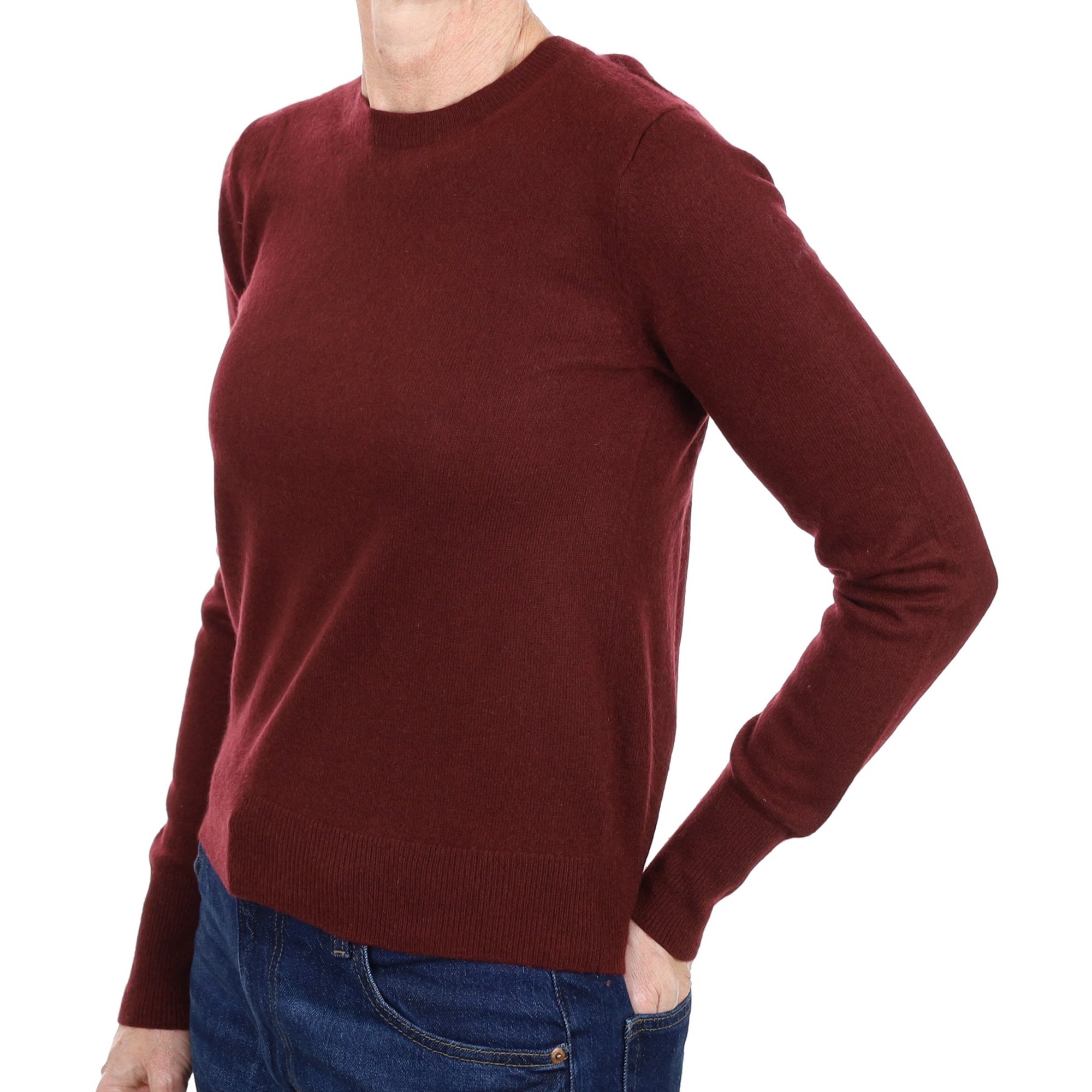 Maroon Red Cashmere Crew Neck Jumper Small