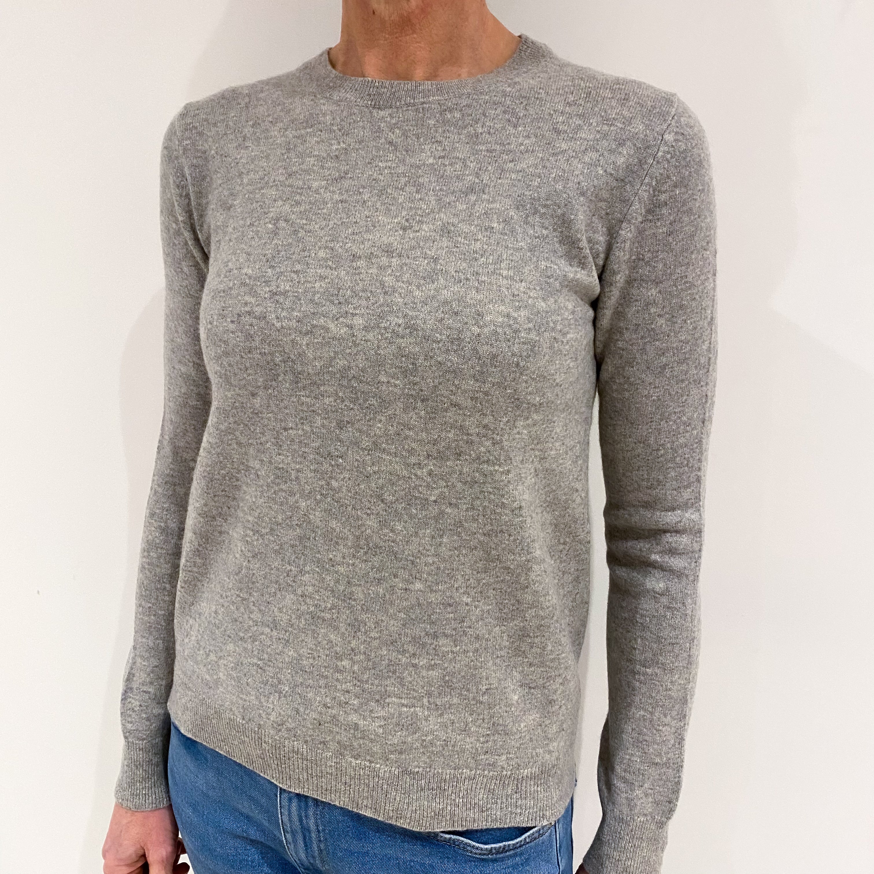 Smoke Grey Cashmere Crew Neck Jumper Small