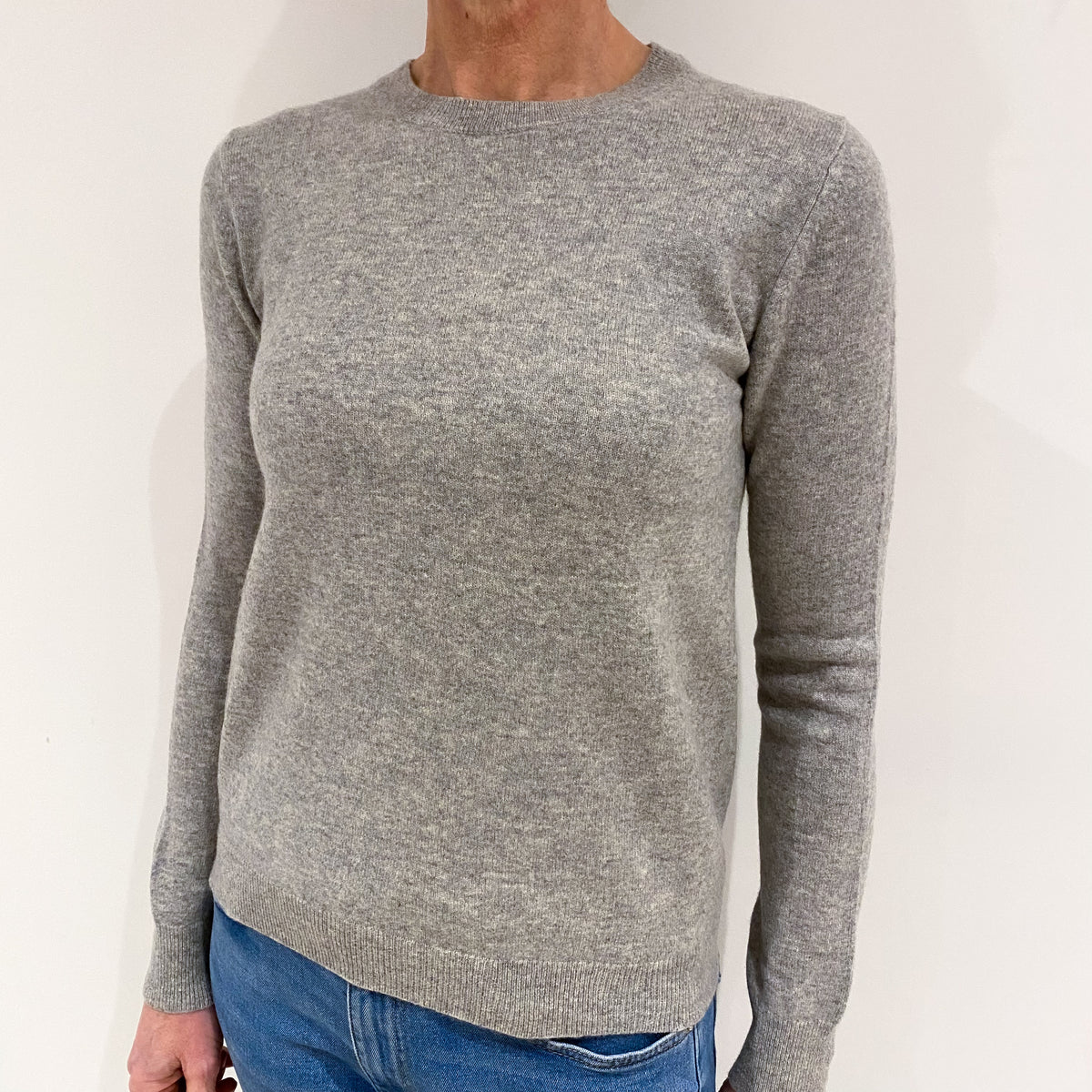 Smoke Grey Cashmere Crew Neck Jumper Small