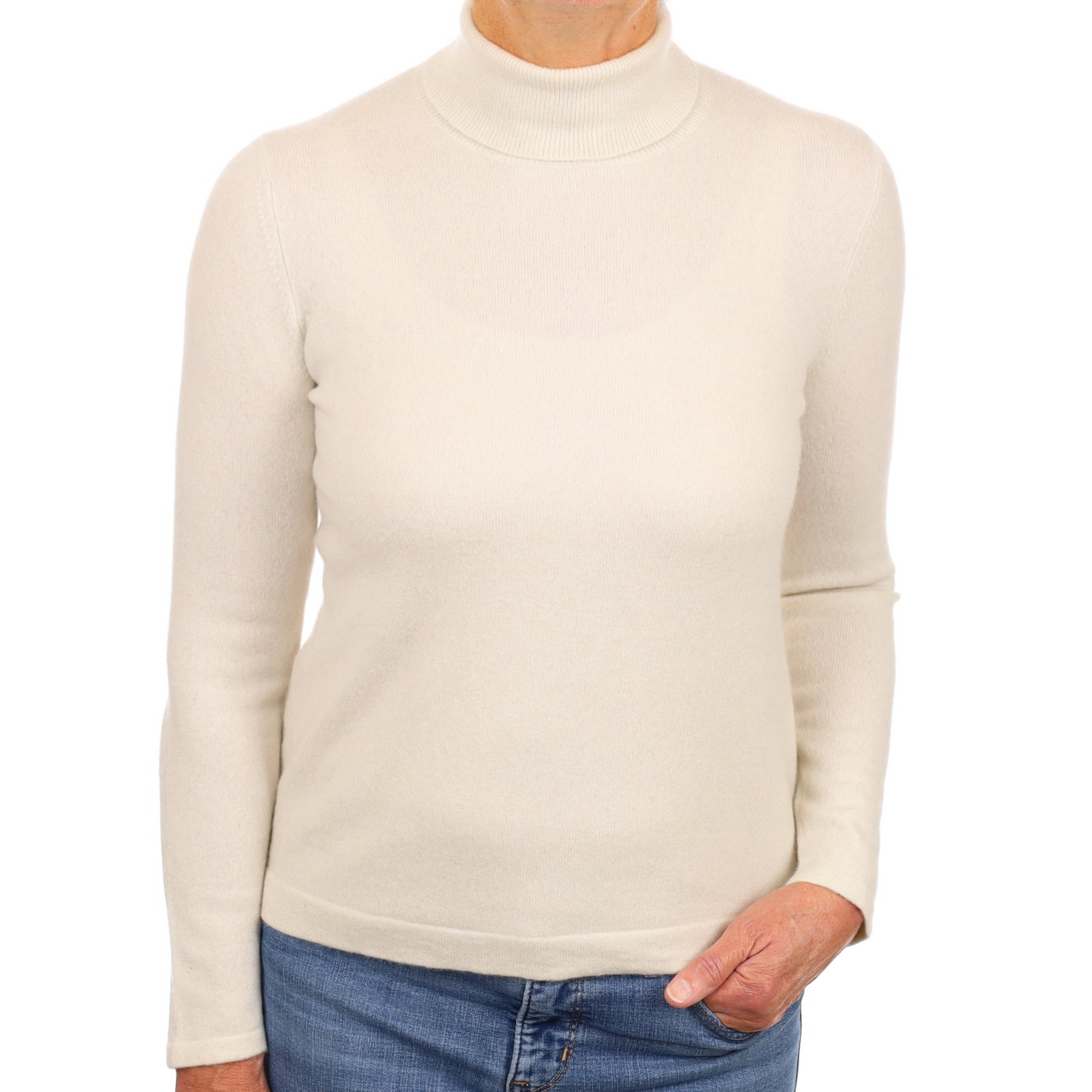 Cream Cashmere Polo Neck Jumper Medium