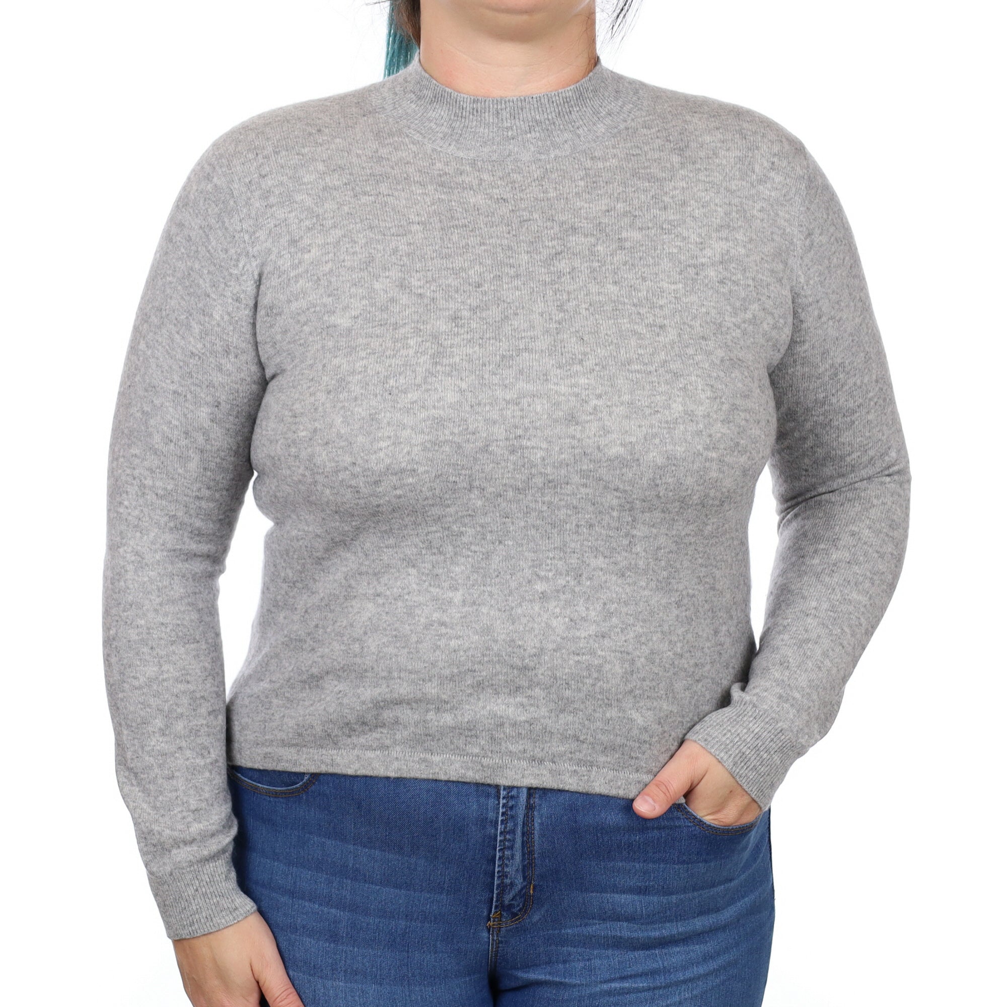 Smoke Grey Cashmere Turtle Neck Jumper Large