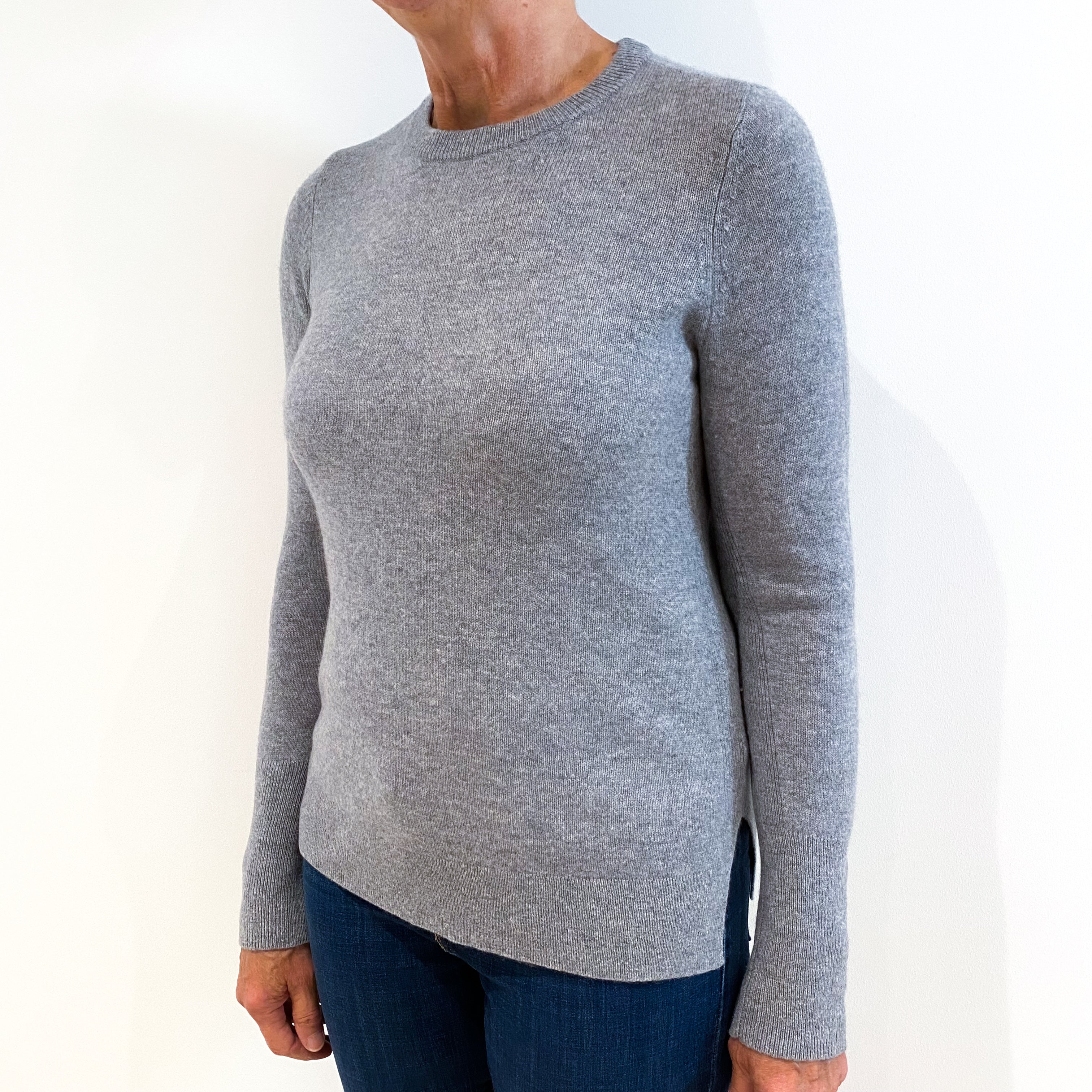Smoke Grey Cashmere Crew Neck Jumper Medium
