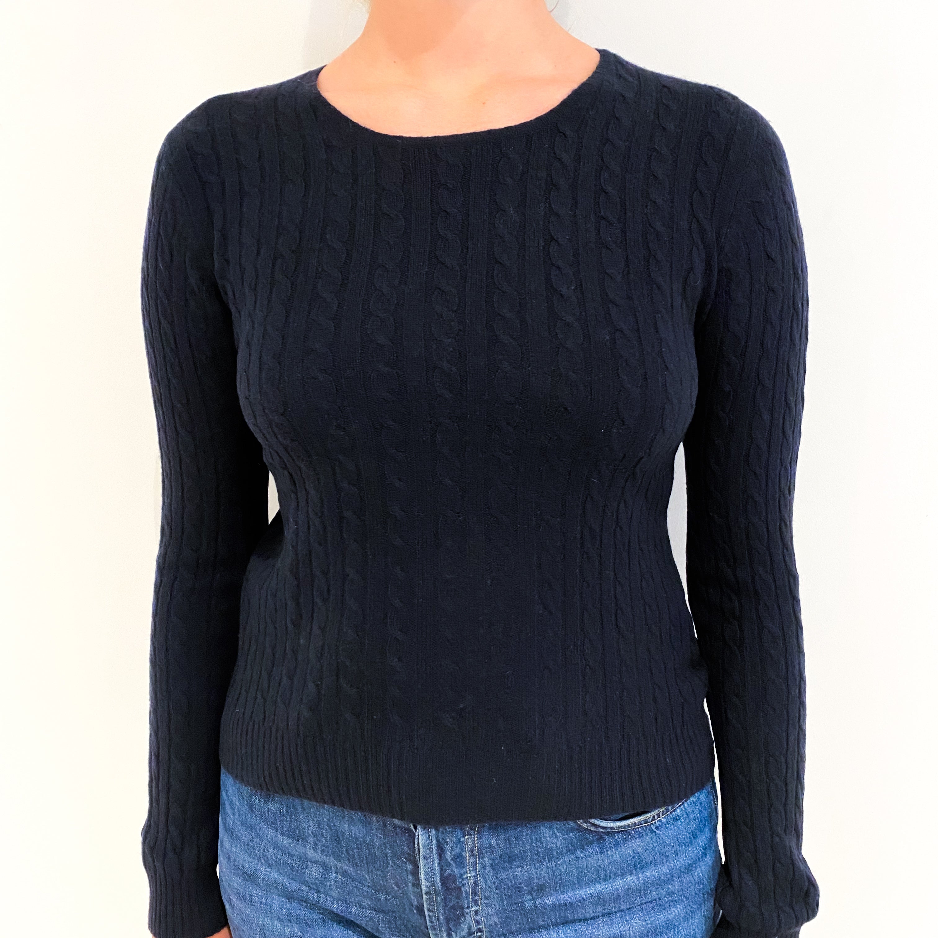 Navy Blue Cashmere Crew Neck Jumper Small