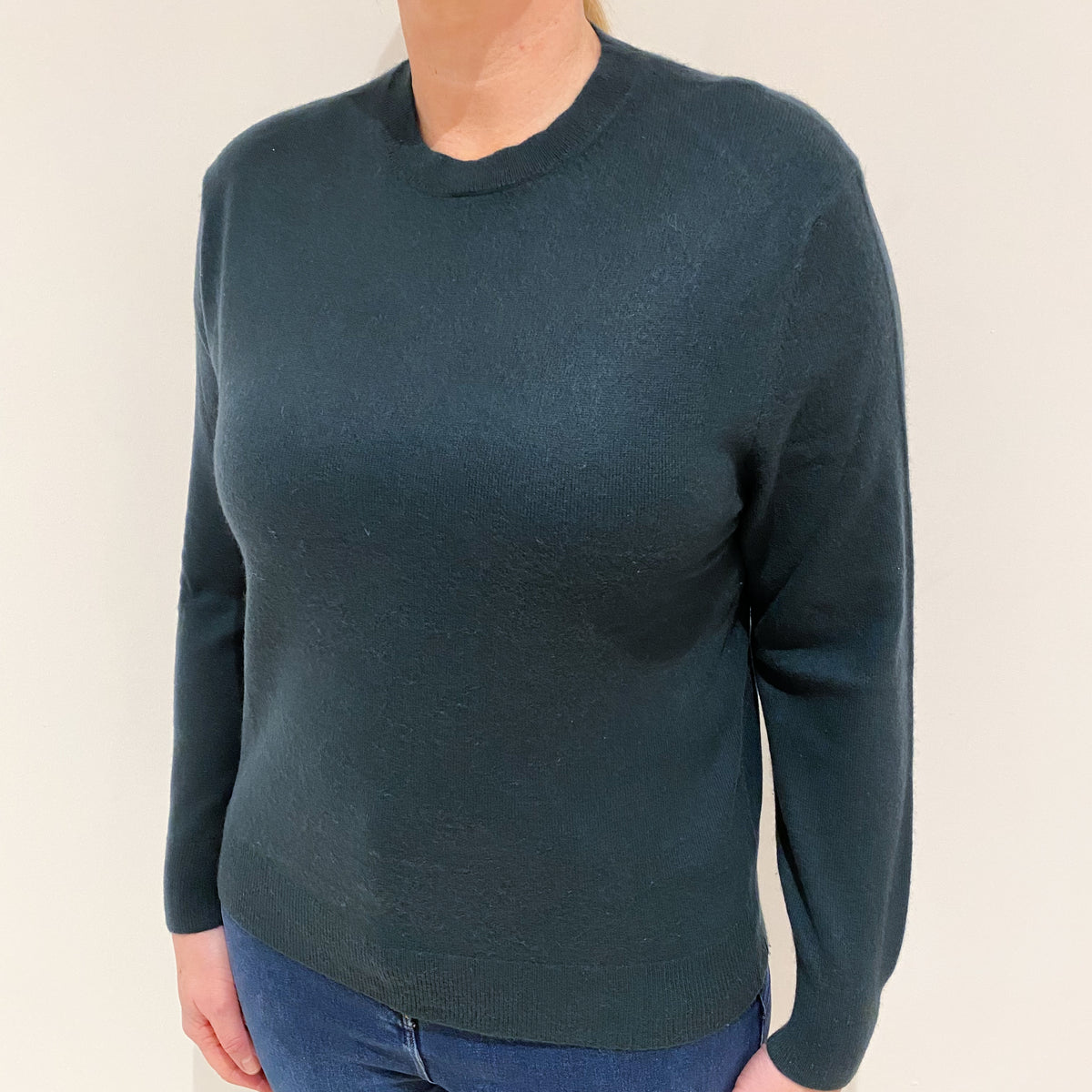 Bottle Green Cashmere Crew Neck Jumper Large