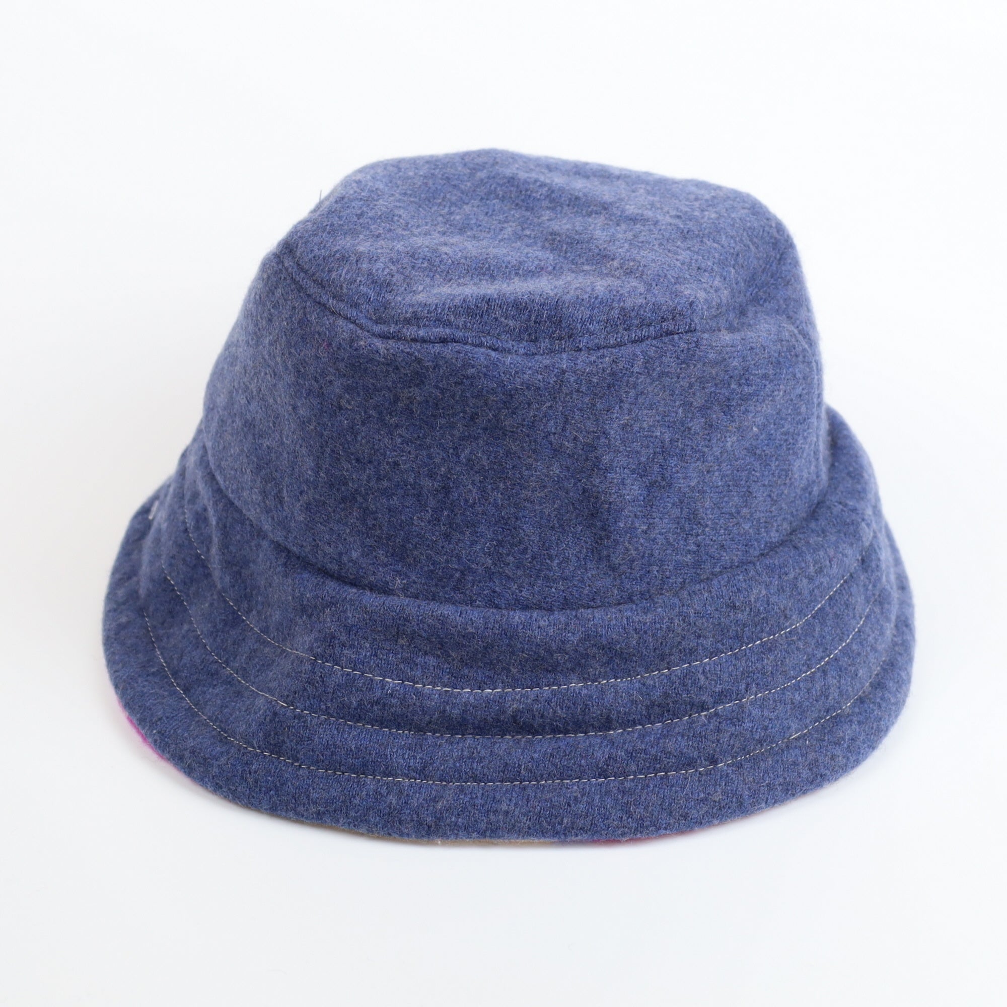 Purple Argyle and Blue Reversible Cashmere Bucket Hat Medium