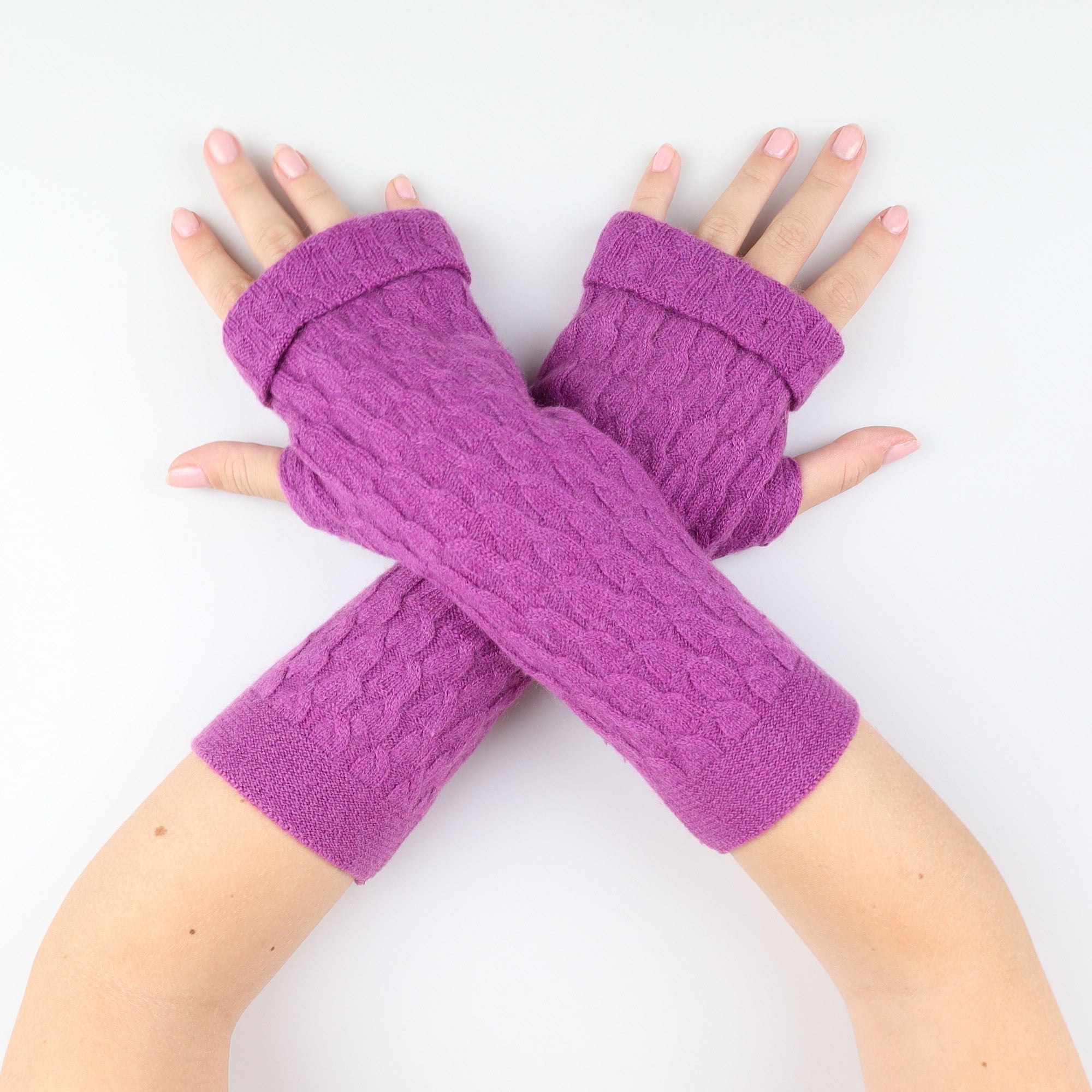 Purple Textured Fingerless Gloves