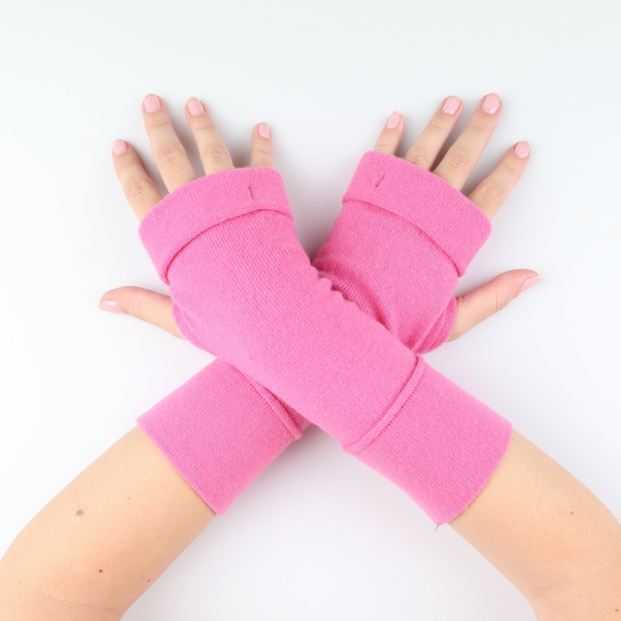 Rose Pink Fingerless Gloves