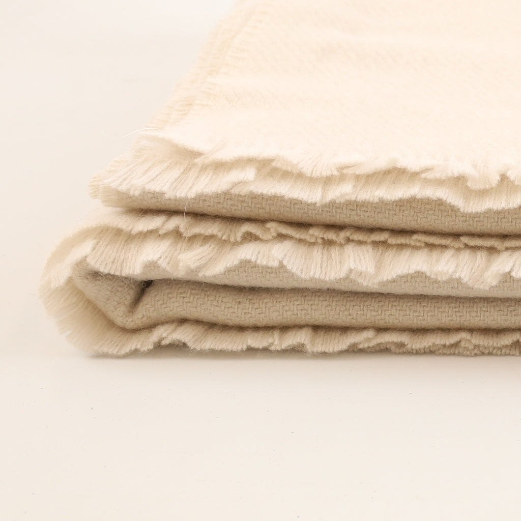 Brand New Scottish Almond Cream Luxury Woven Cashmere Blanket
