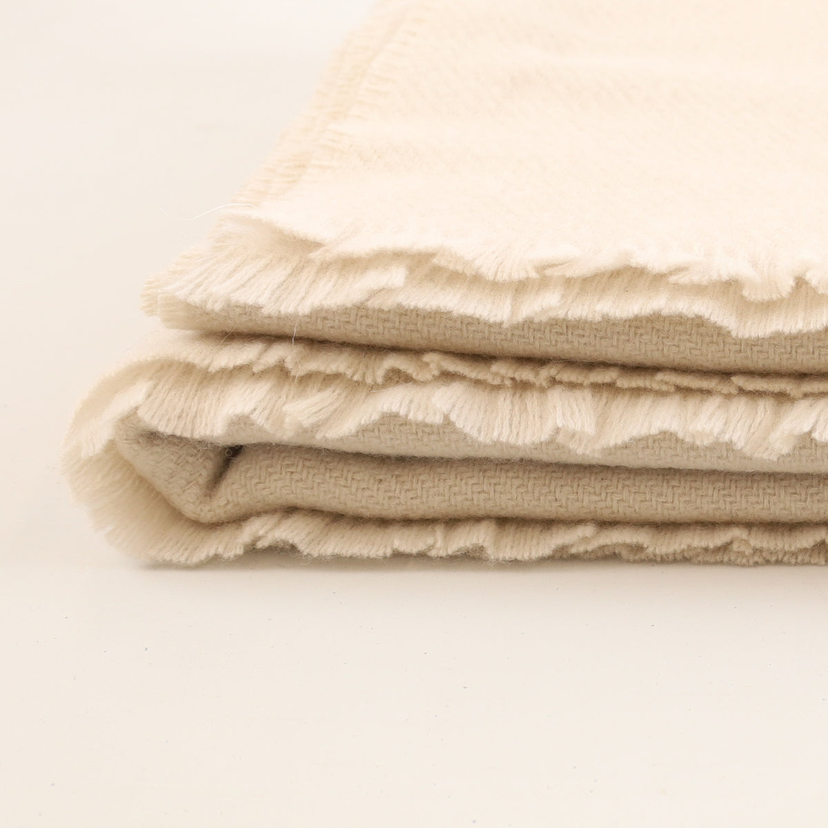 Brand New Scottish Almond Cream Luxury Woven Cashmere Blanket