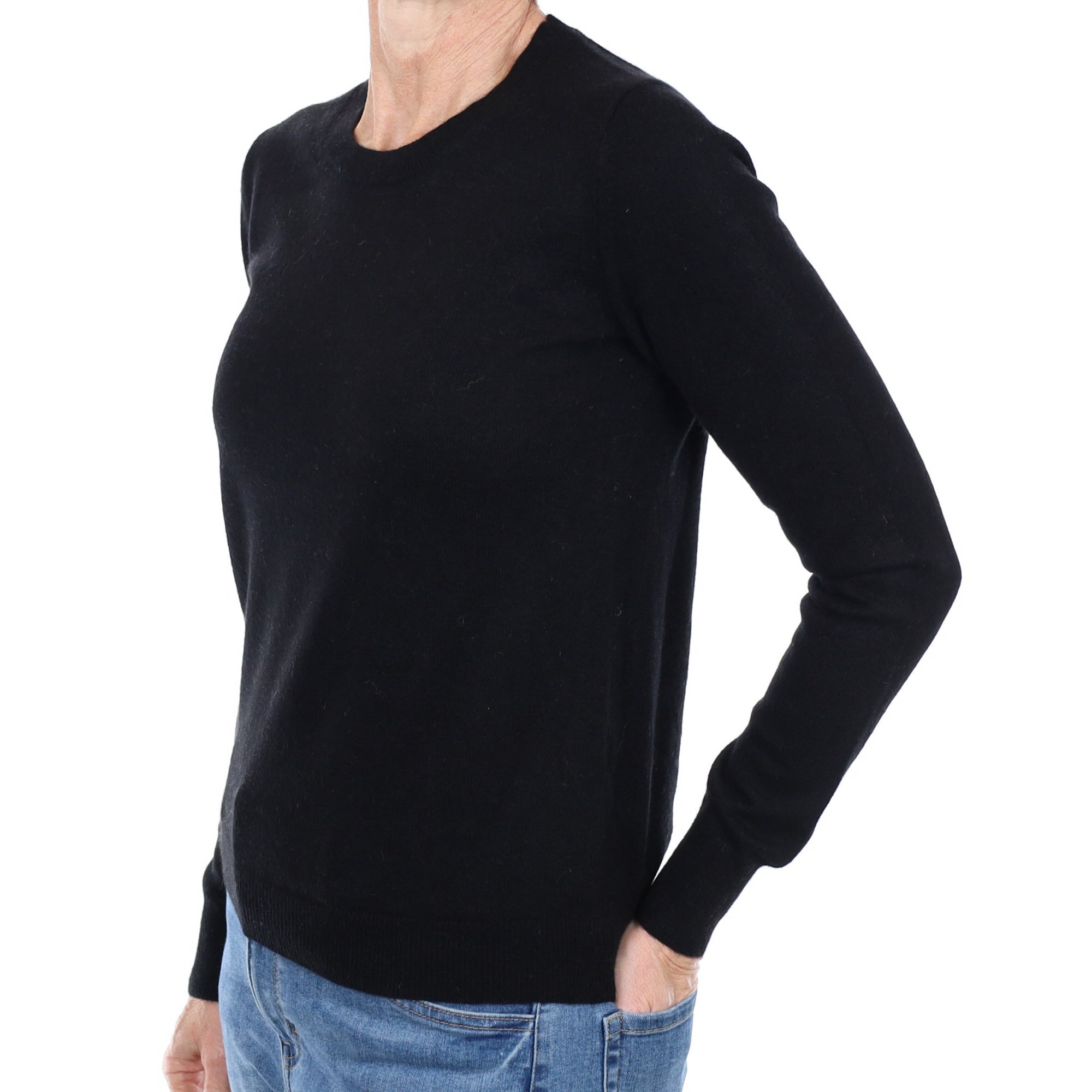 Black Cashmere Crew Neck Jumper Small