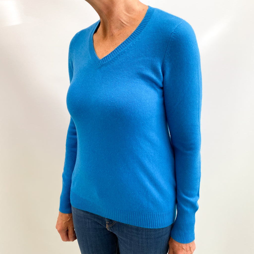 Dark Turquoise Cashmere V Neck Jumper Medium
