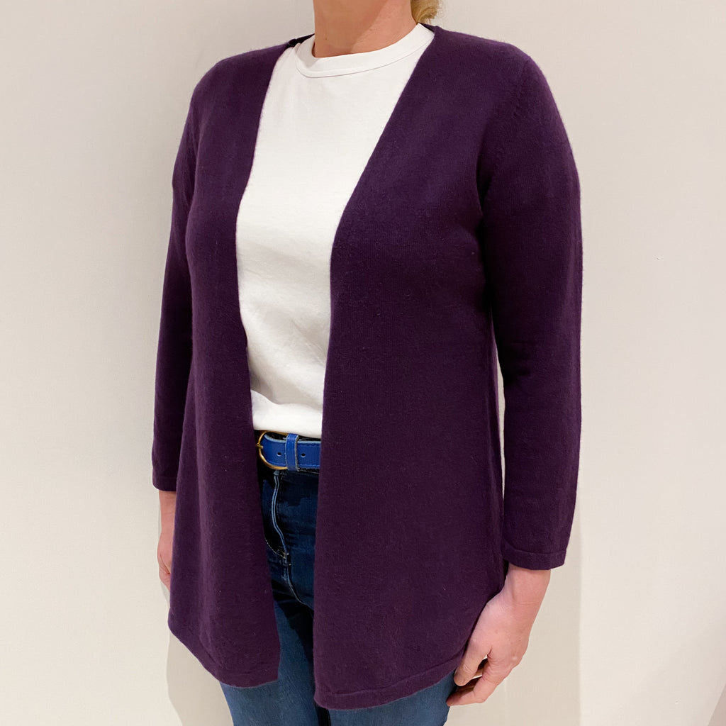 Aubergine Purple Cashmere Edge to Edge Cardigan Large
