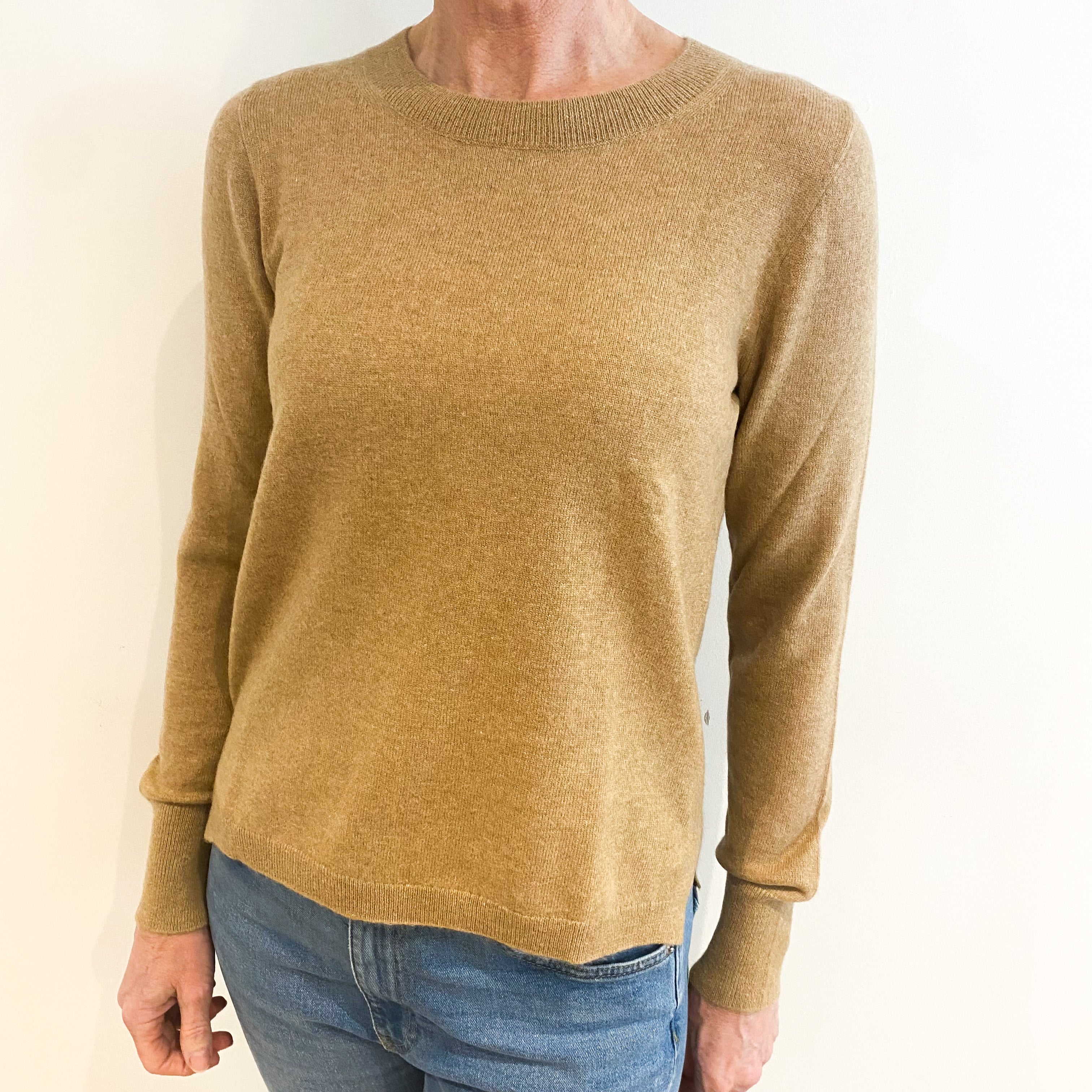 Sand Beige Cashmere Crew Neck Jumper Small