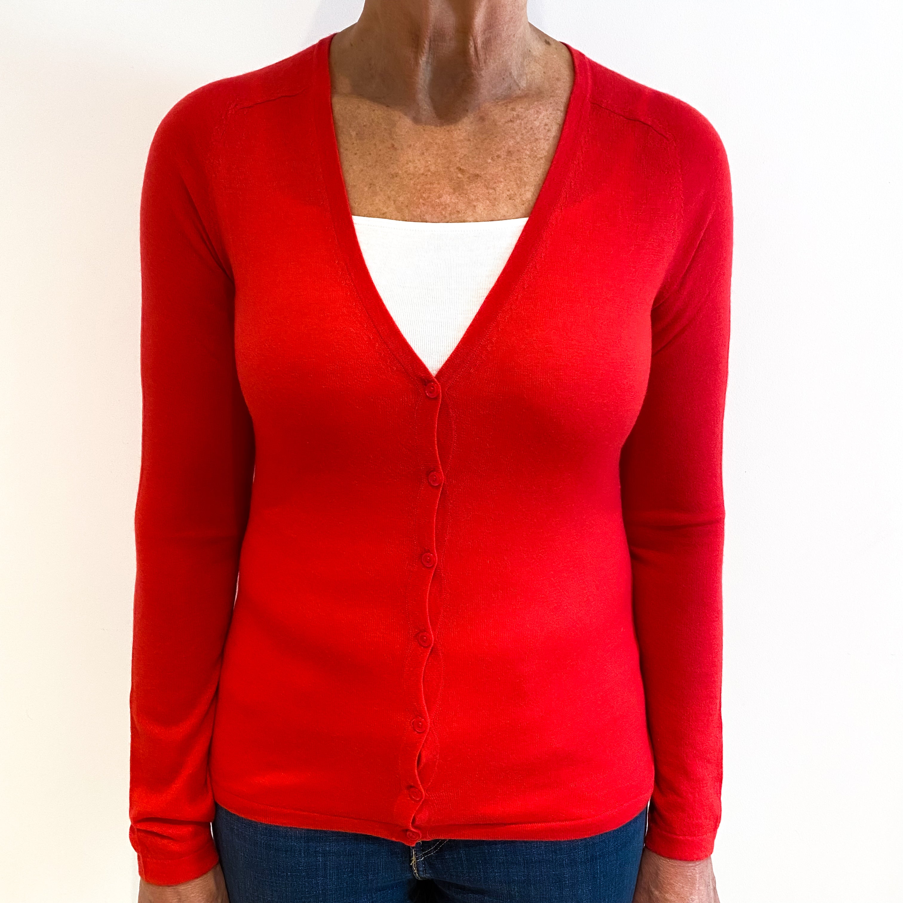 Dark Coral Lightweight Cashmere Cardigan Medium